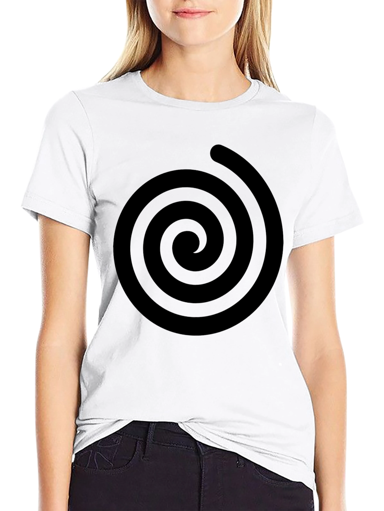 Black Spiral Graphic Black T-Shirt - Modern Casual Style view 9
