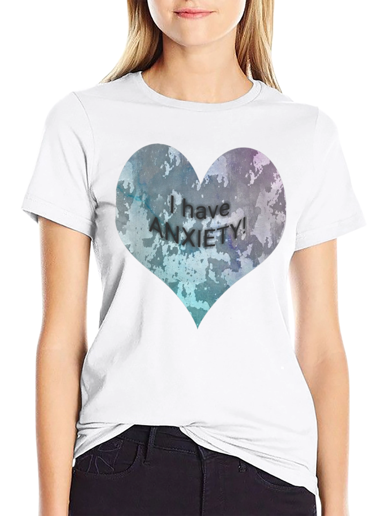 Black Anxiety Awareness Heart T-Shirt view 9