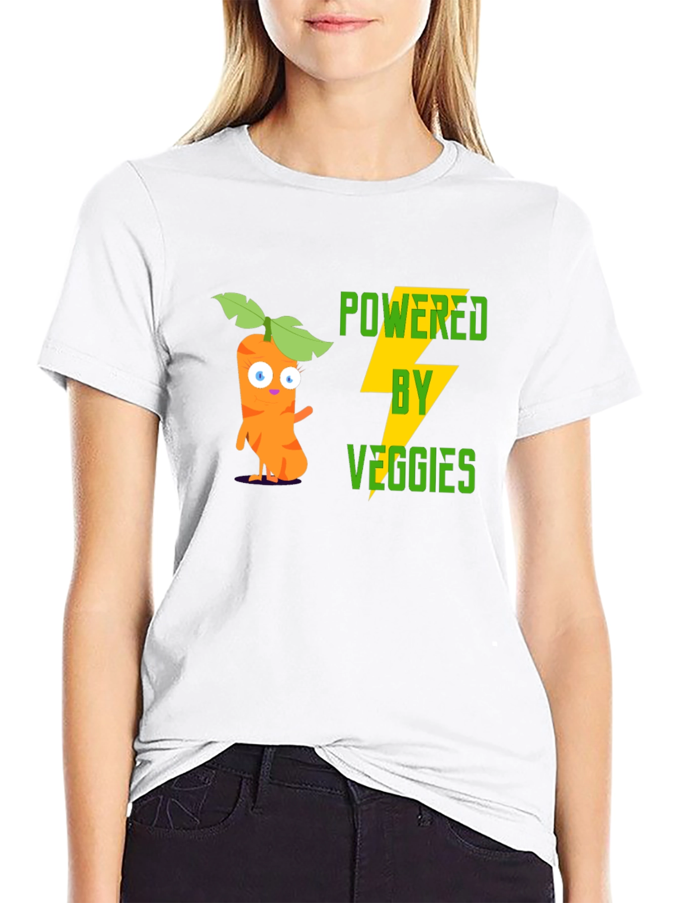 Black Powered by Veggies Graphic Tee - Black view 9