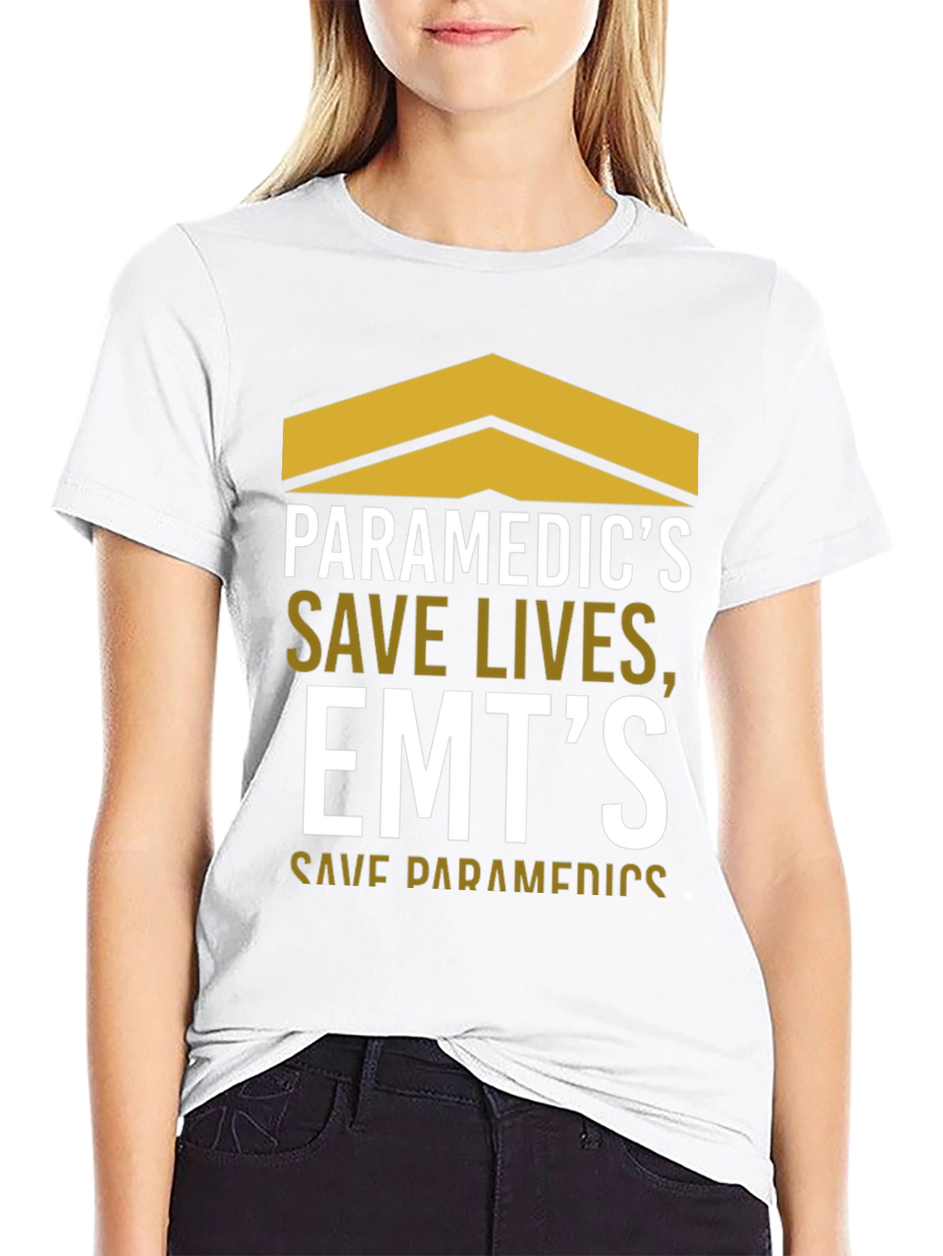 Black Paramedic & EMT Save Lives Black Graphic Tee view 9