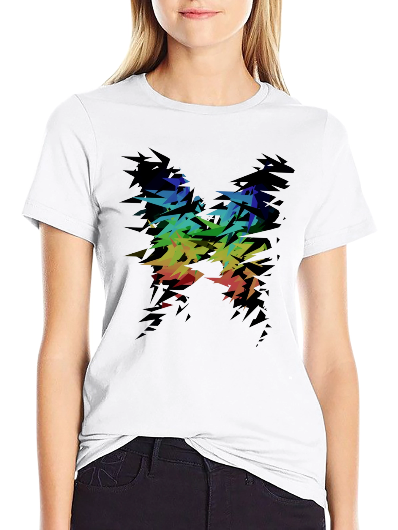 Black Abstract Rainbow Graphic Tee - Black view 9