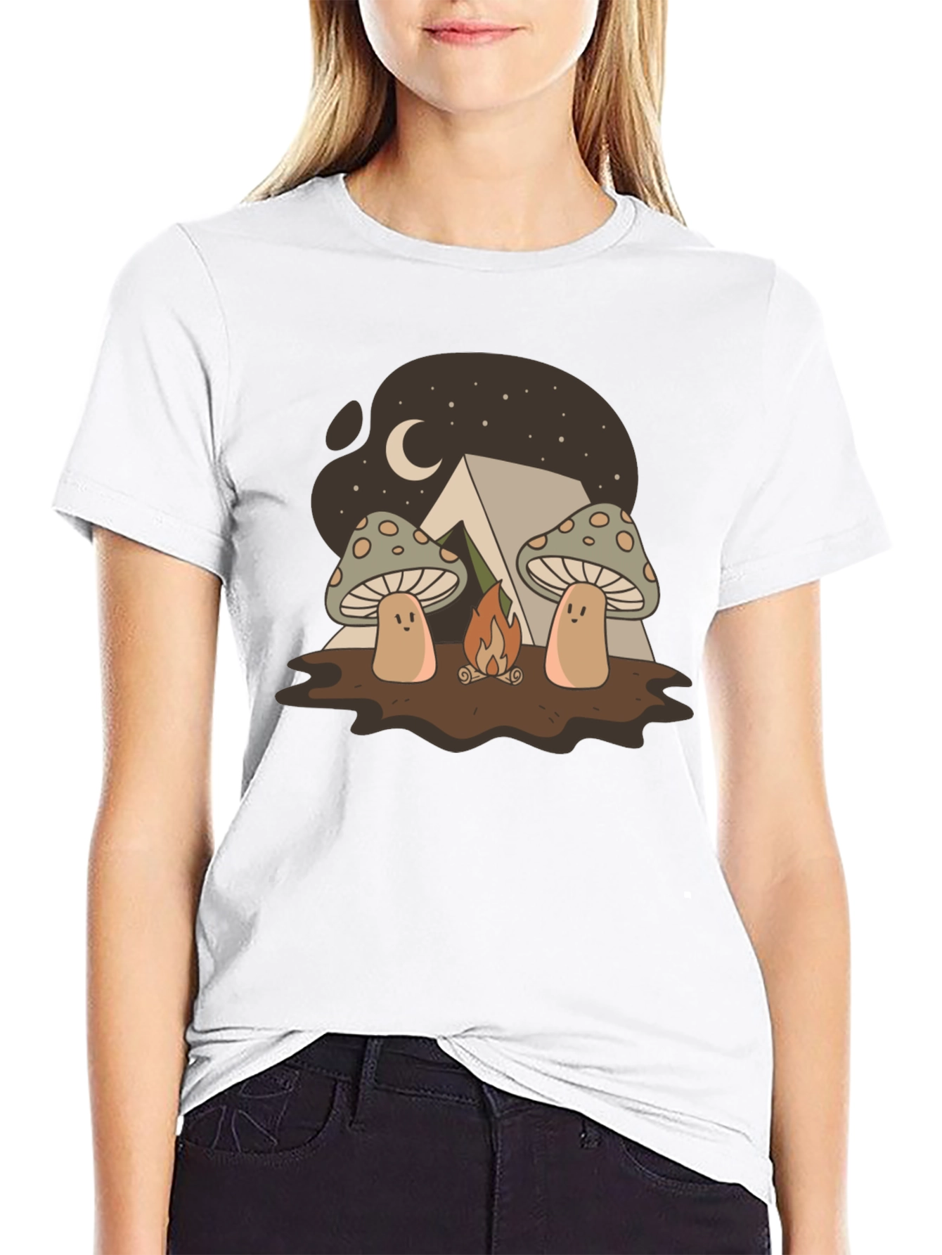 Black Mushroom Campfire T-Shirt view 9