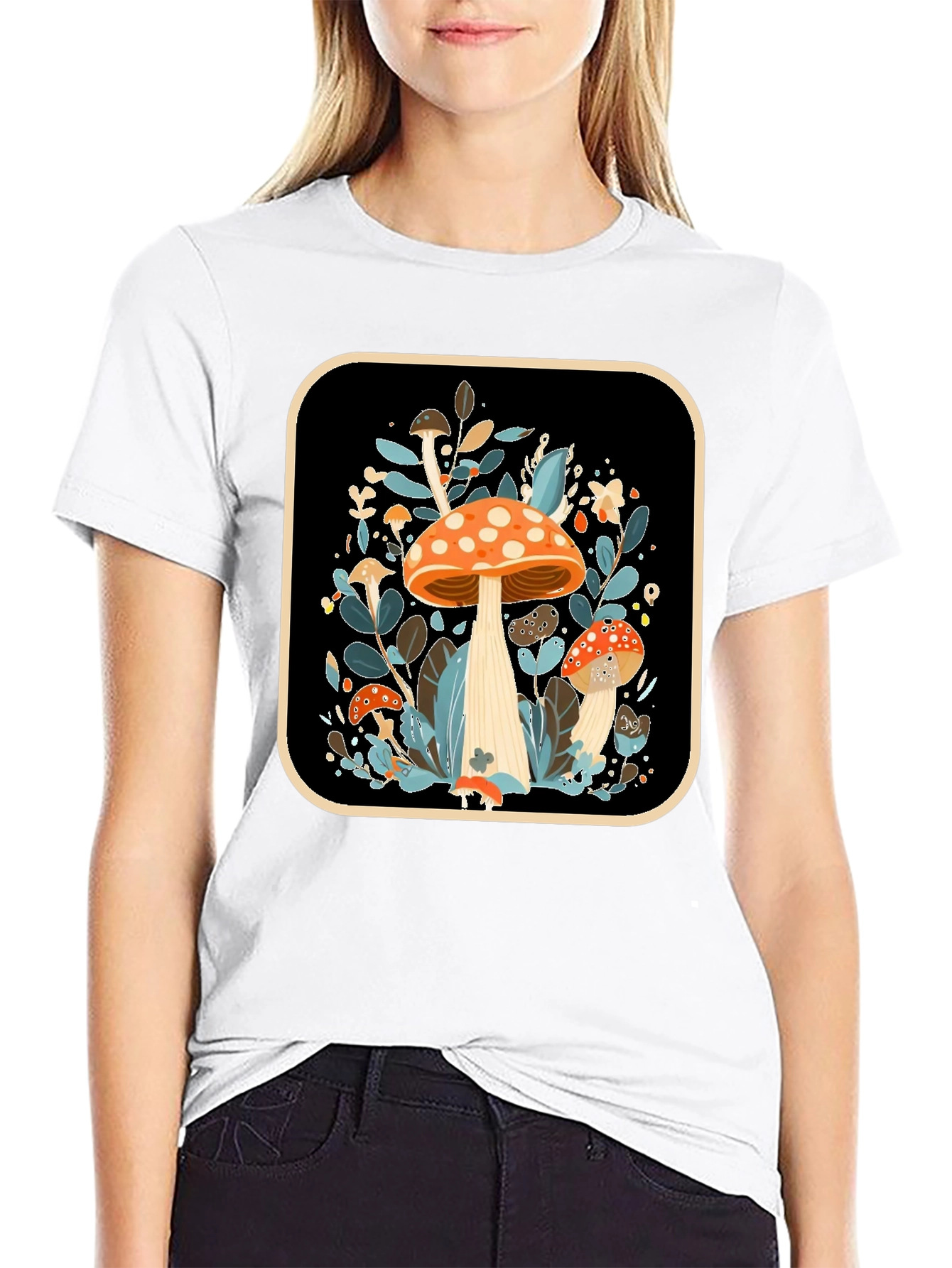 Black Mushroom Graphic Tee - Nature Inspired Style view 9