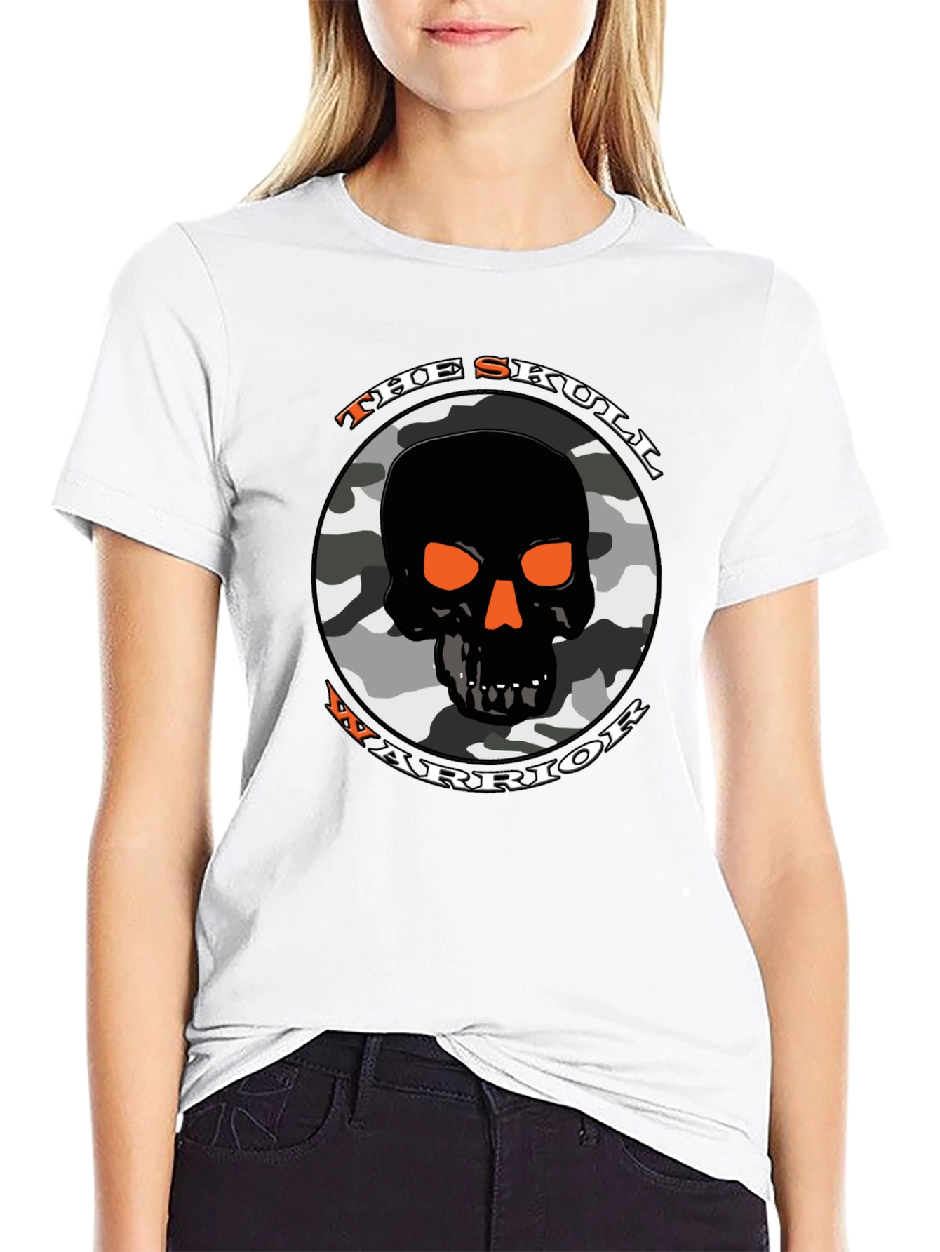 Black Skull Warrior Camo Graphic T-Shirt view 9