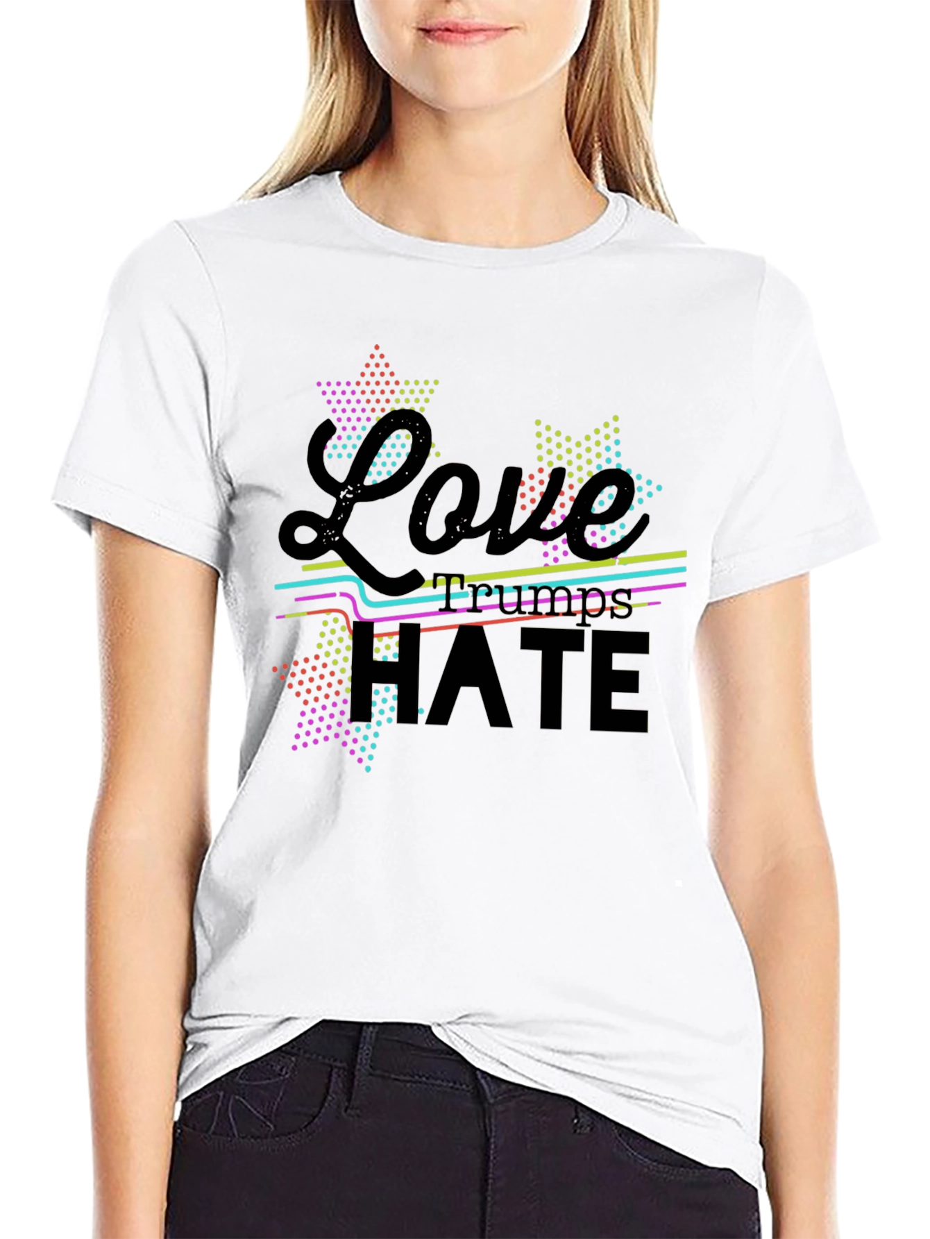 Black Love Wins Over Hate Black Graphic Tee view 9