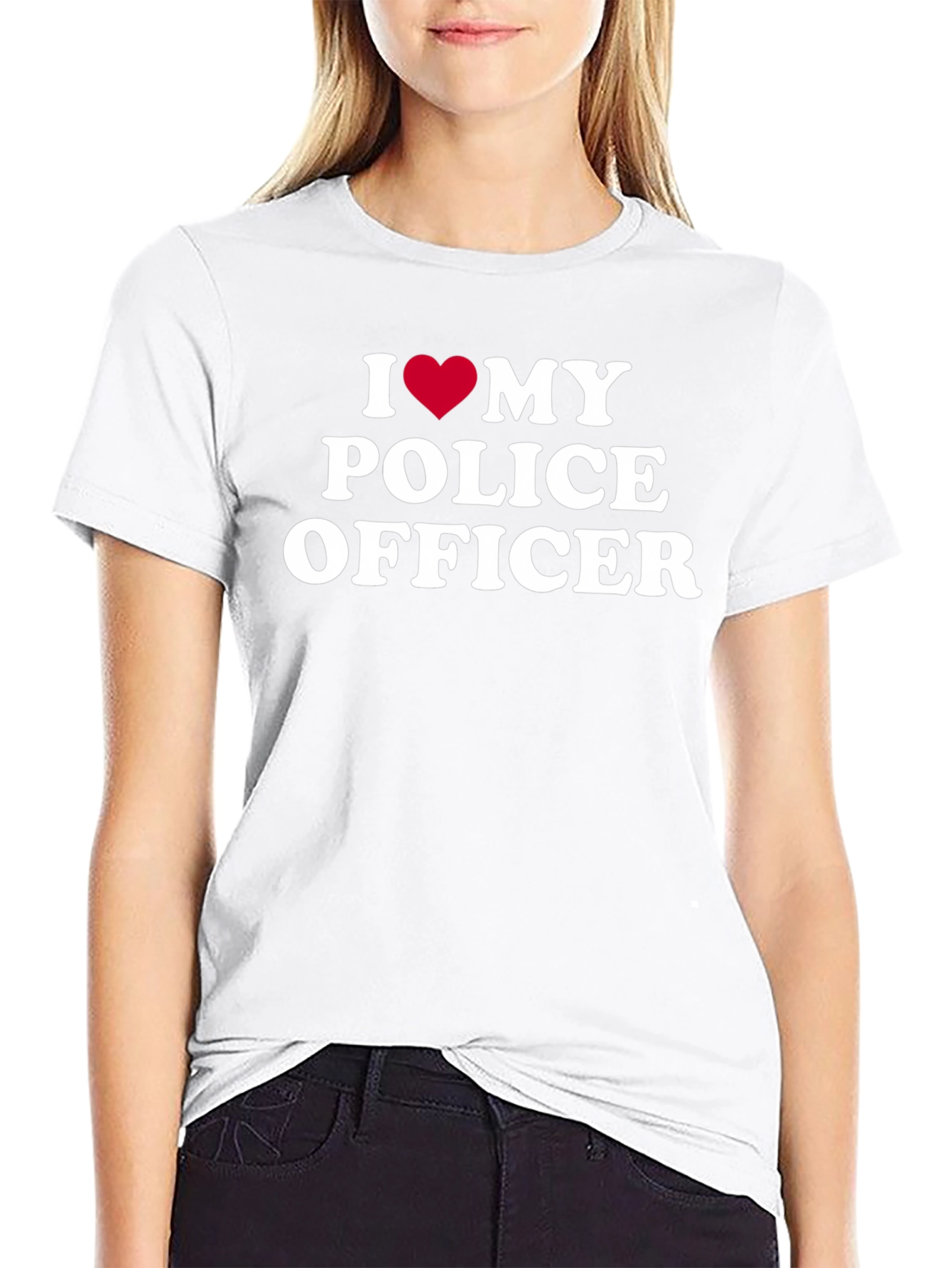 Black I Heart My Police Officer T-Shirt - Show Your Support view 9