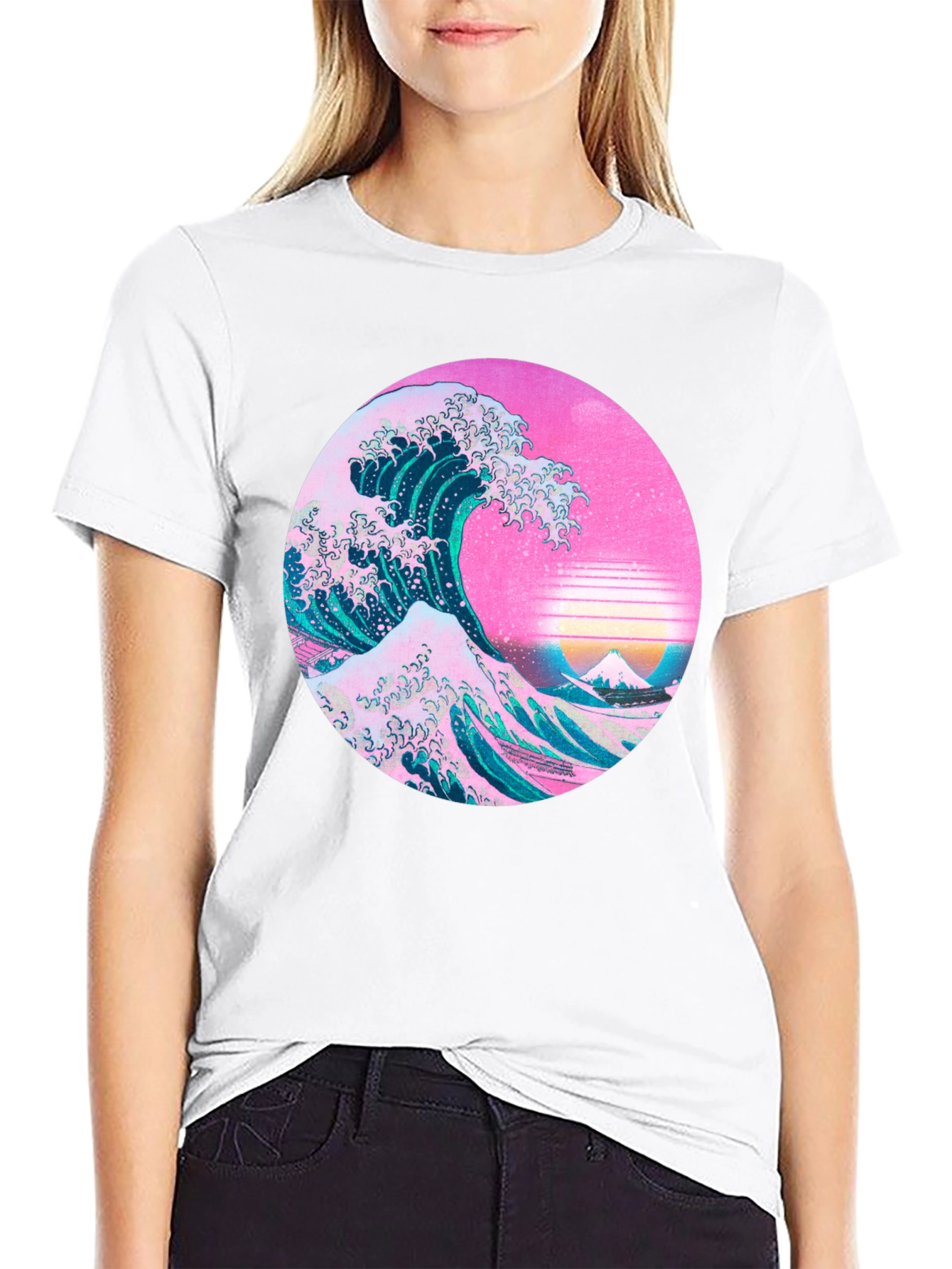 Black Great Wave Aesthetic T-Shirt view 9