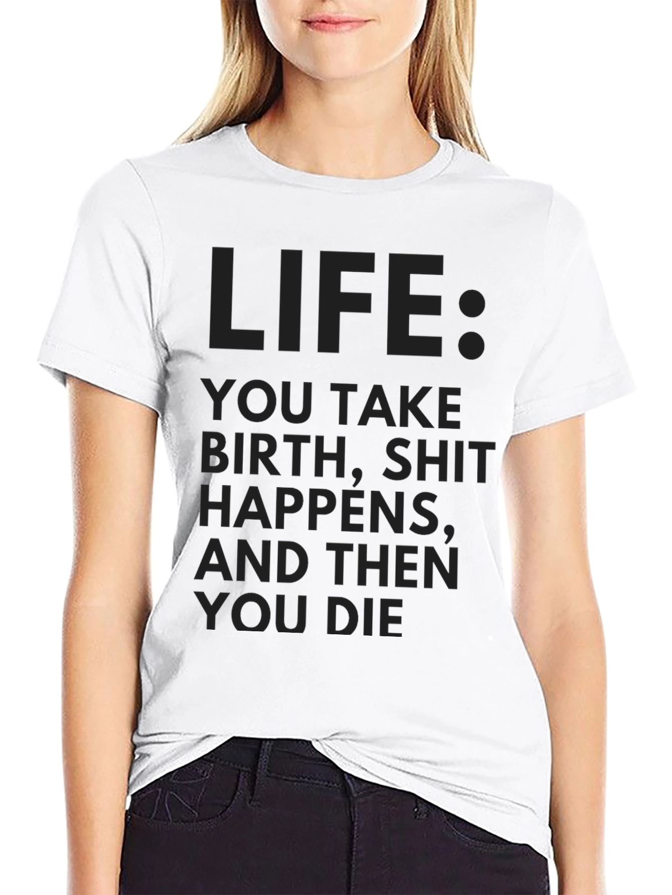 Black Life Happens Dark Humor T-Shirt view 9