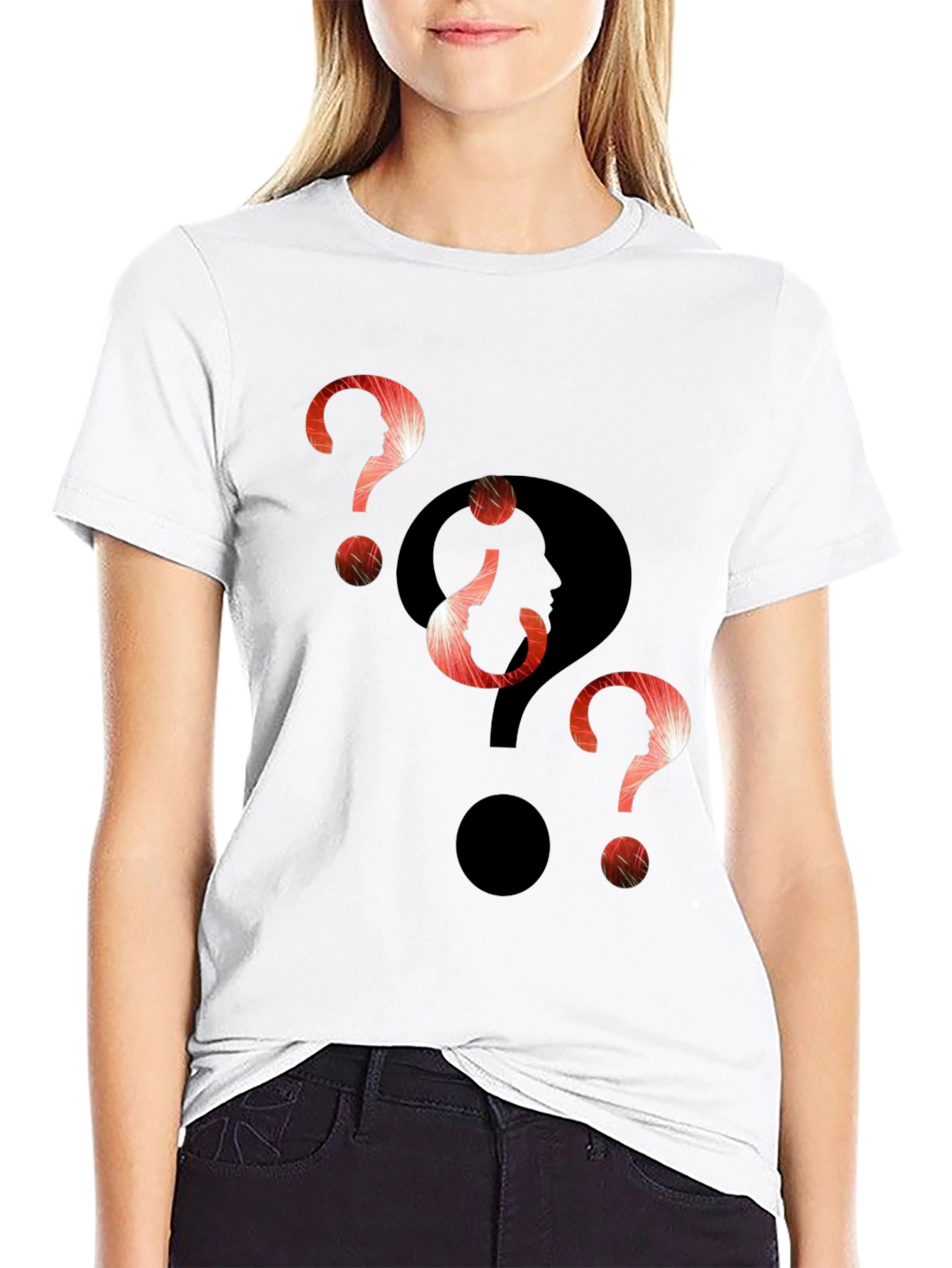 Black Intriguing Question Marks Graphic T-Shirt view 9