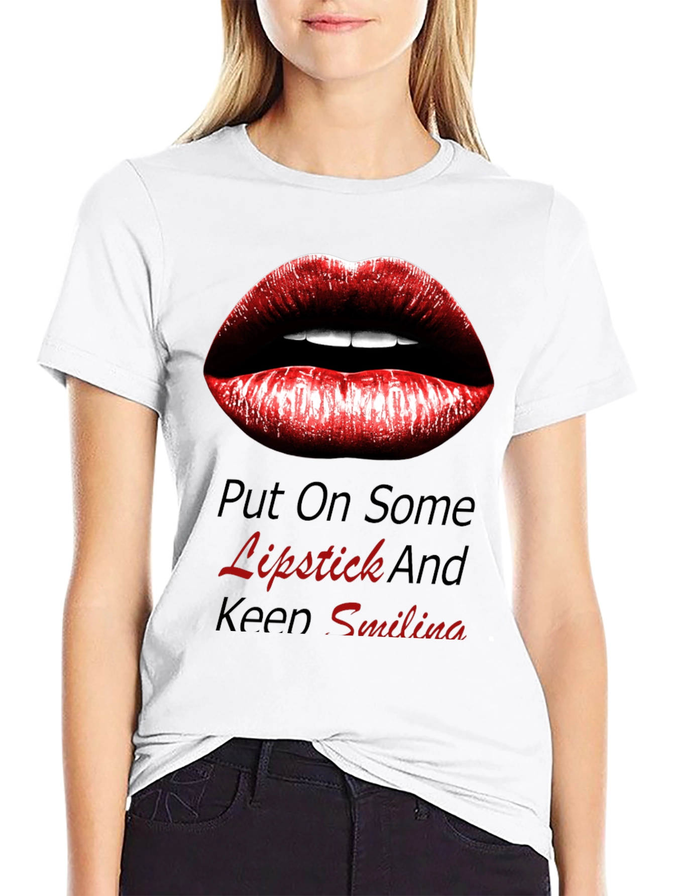 Black Lipstick Kiss Graphic Tee - Trendy Black Shirt view 9