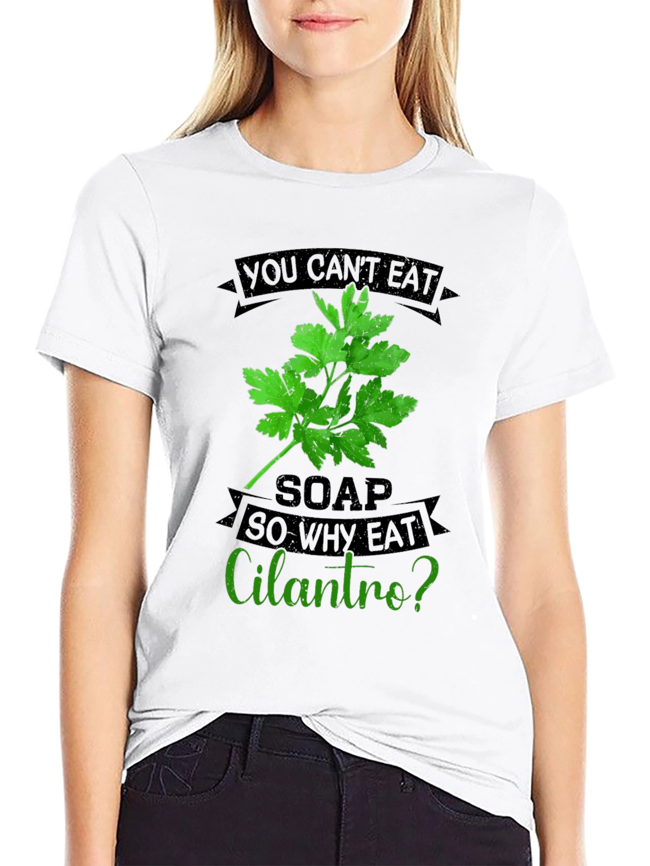 Black Funny Cilantro T-Shirt - Soap Taste Humor view 9
