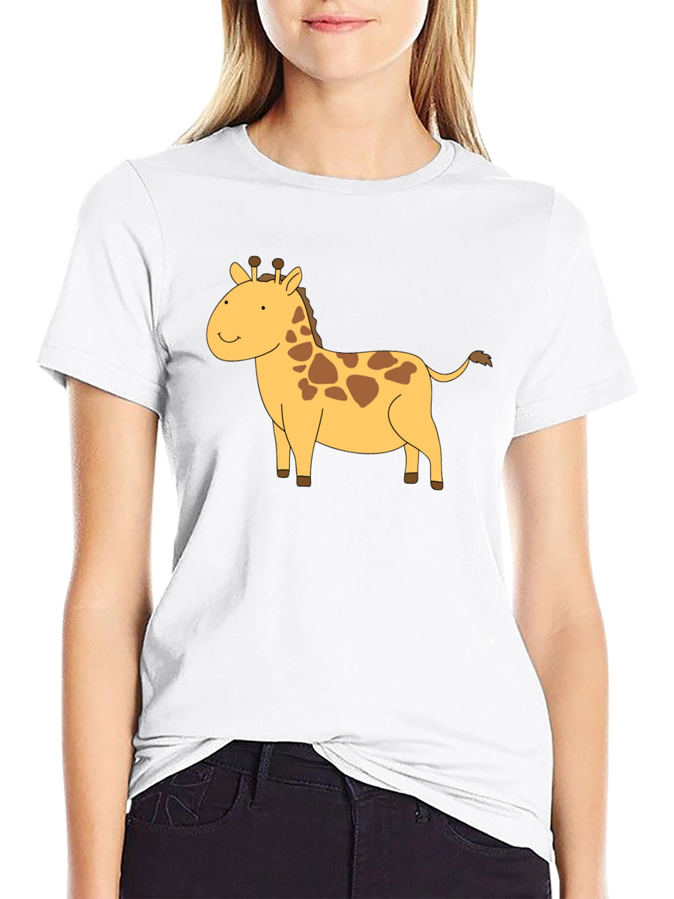Black Giraffe Graphic Tee - Black Cotton T-Shirt view 9