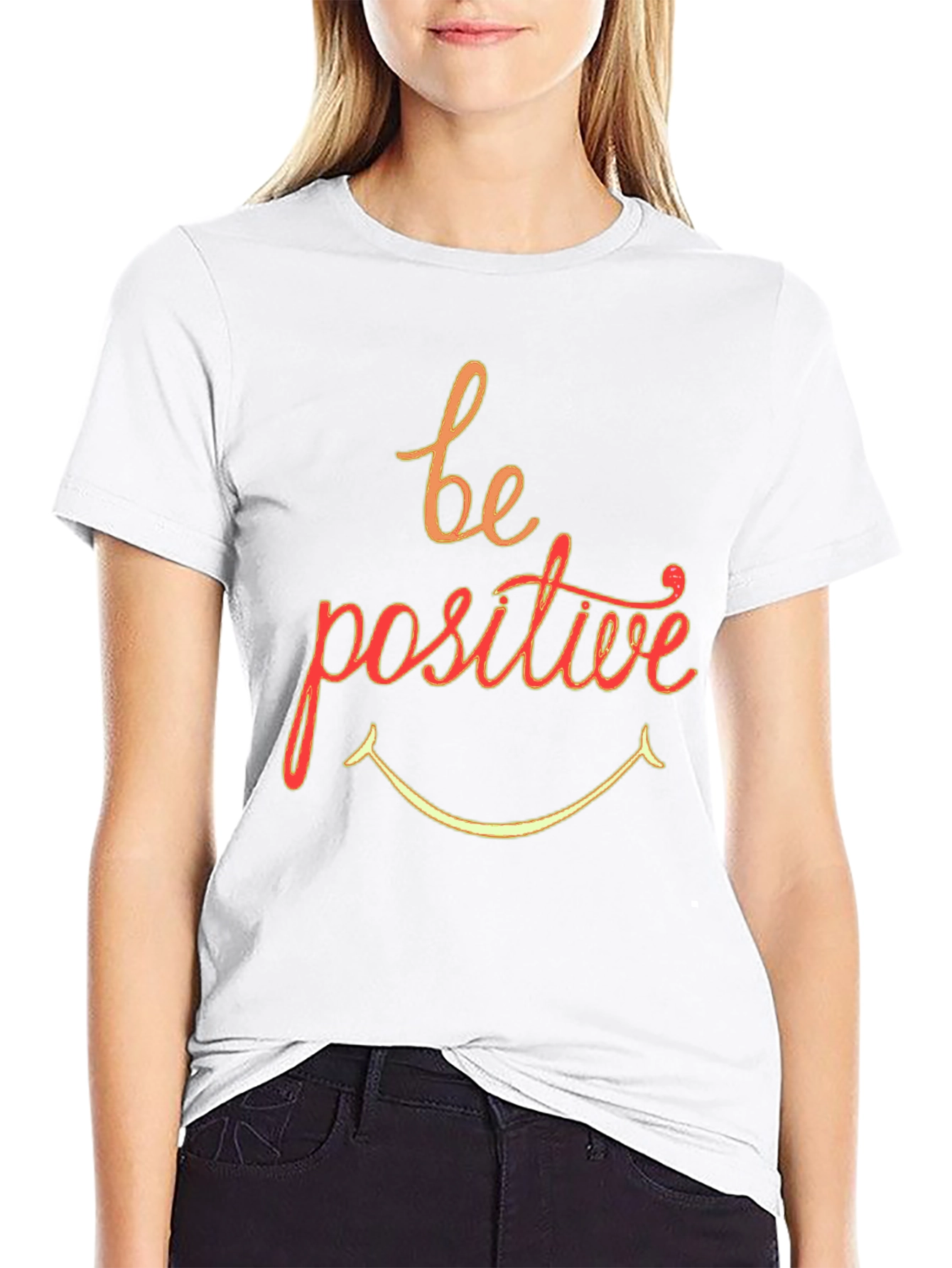 Black Be Positive Graphic T-Shirt - Black Crew Neck view 9