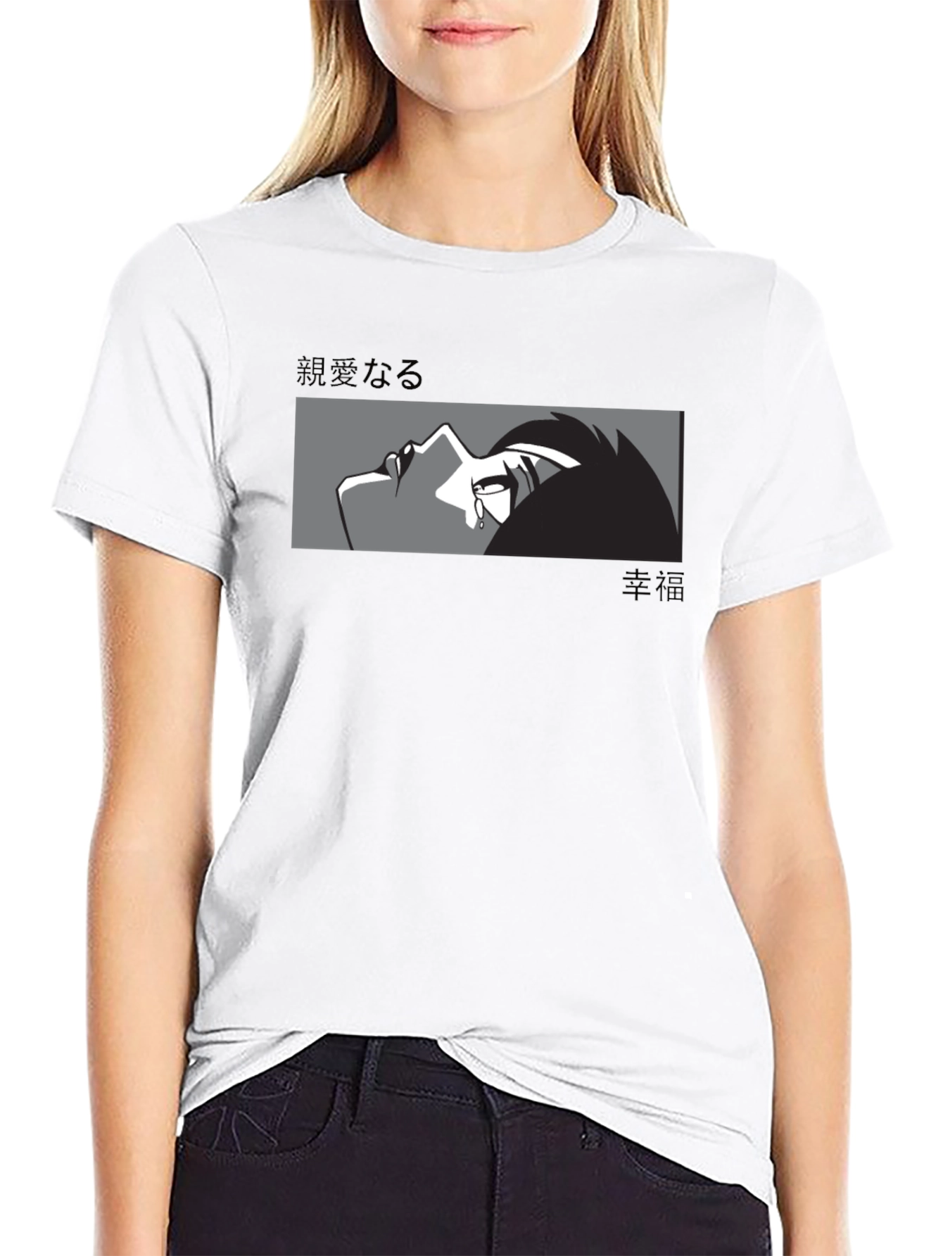 Black Anime Graphic Print Black T-Shirt view 9