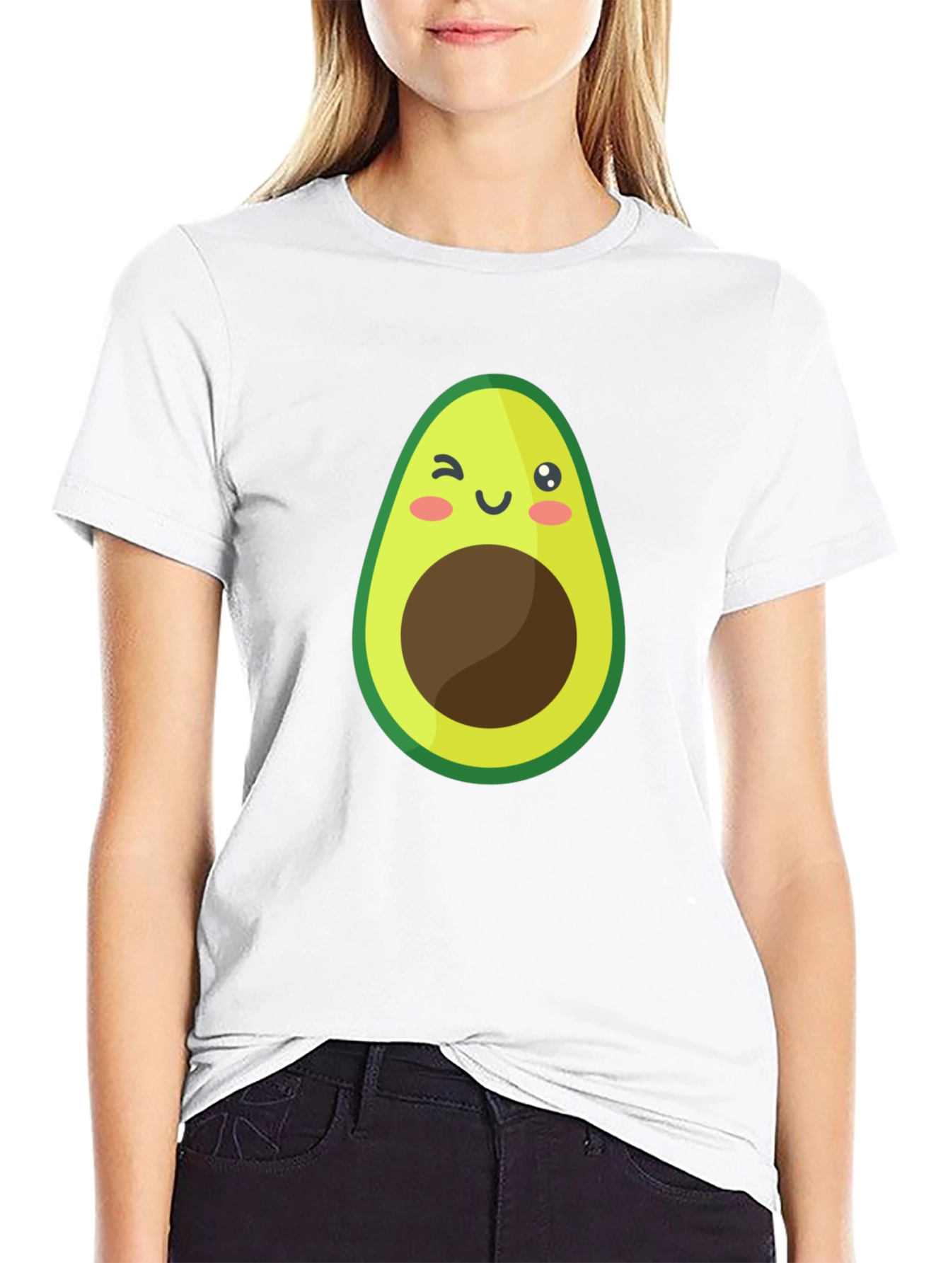 Black Cute Avocado Graphic Black T-Shirt view 9