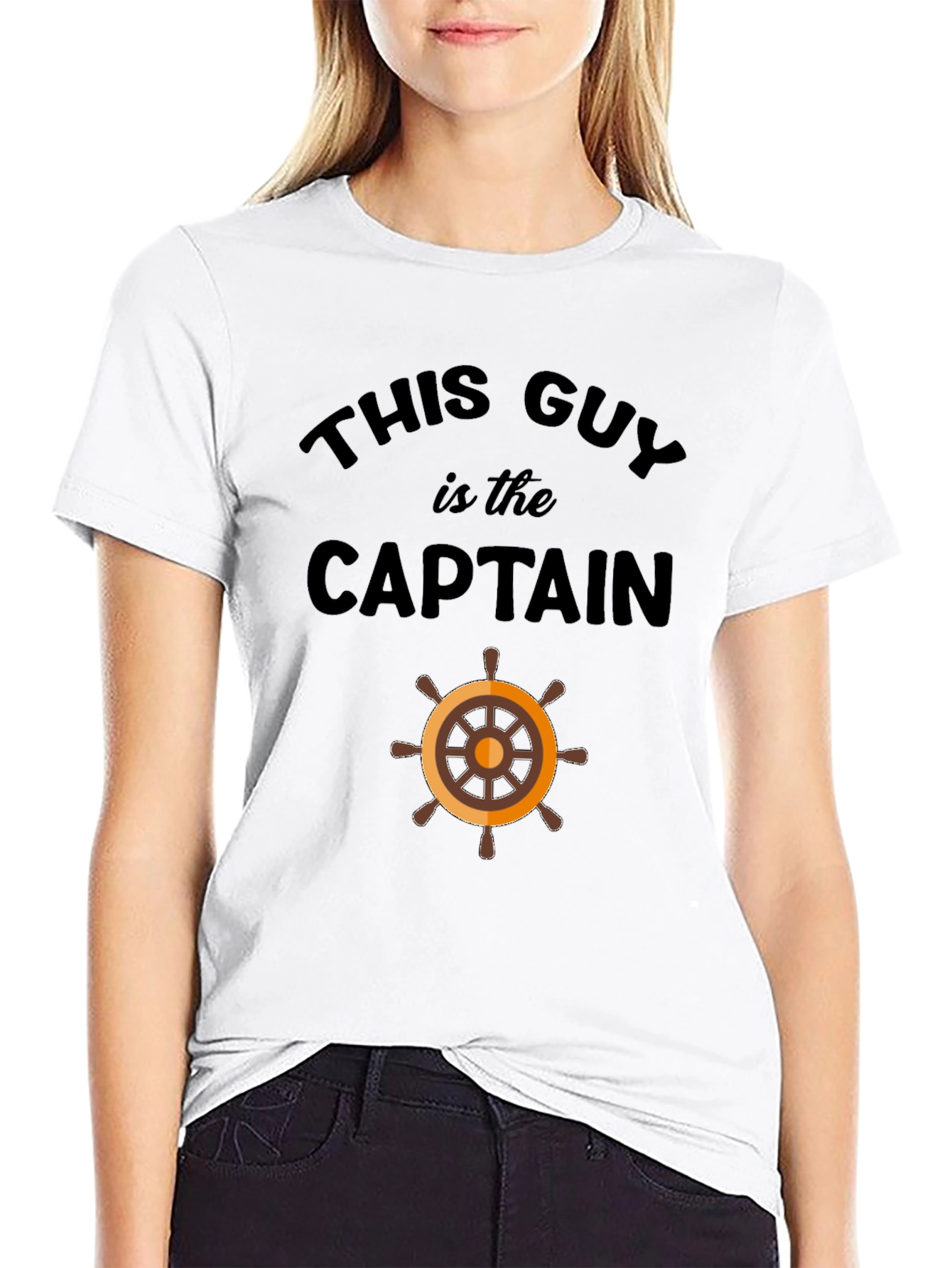 Black This Guy is the Captain T-Shirt view 9