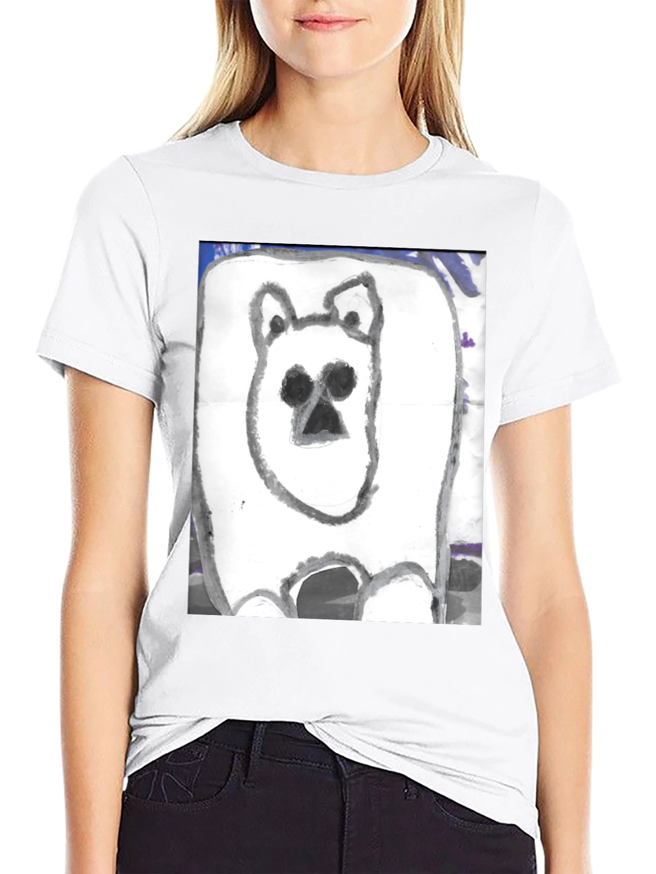 Black Hand-Drawn Bear Graphic T-Shirt view 9