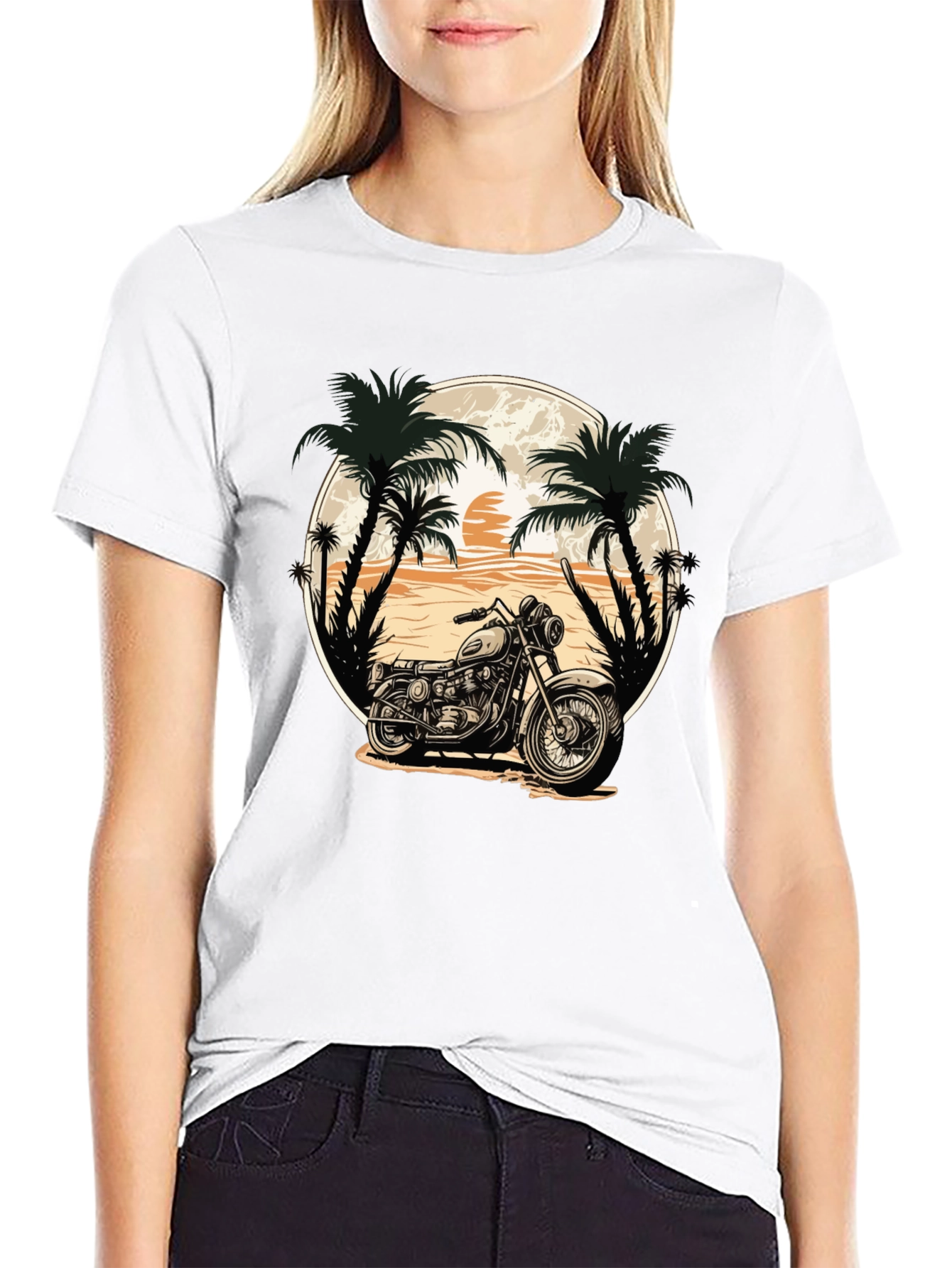 Black Motorcycle Beach Graphic Tee view 9