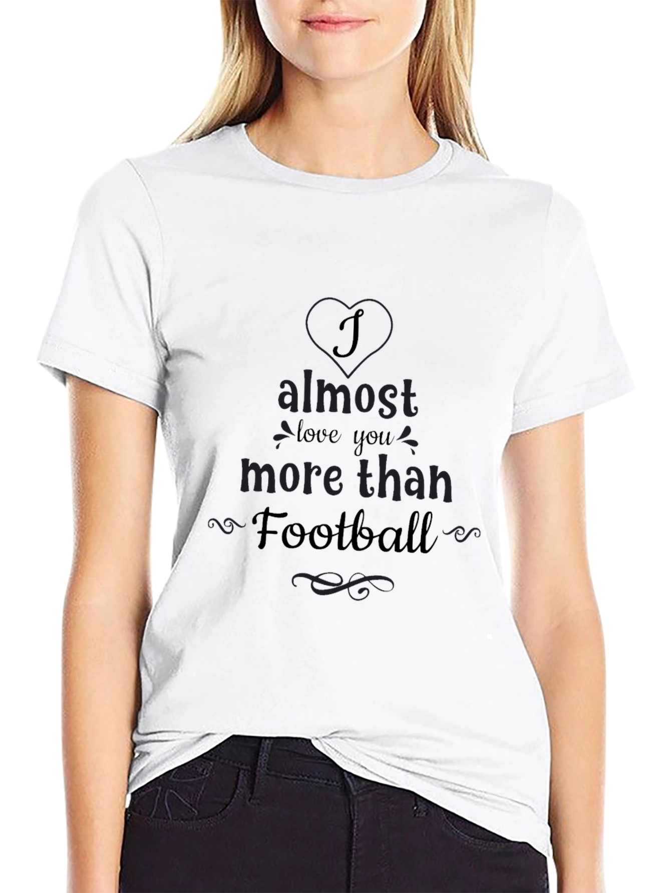 Black Almost Love You More Than Football Tee view 9