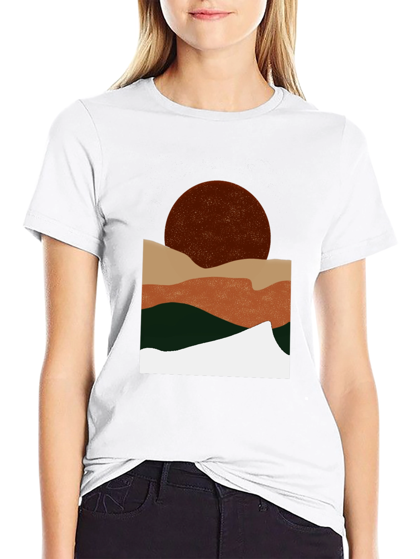 Black Abstract Landscape Graphic T-Shirt view 9