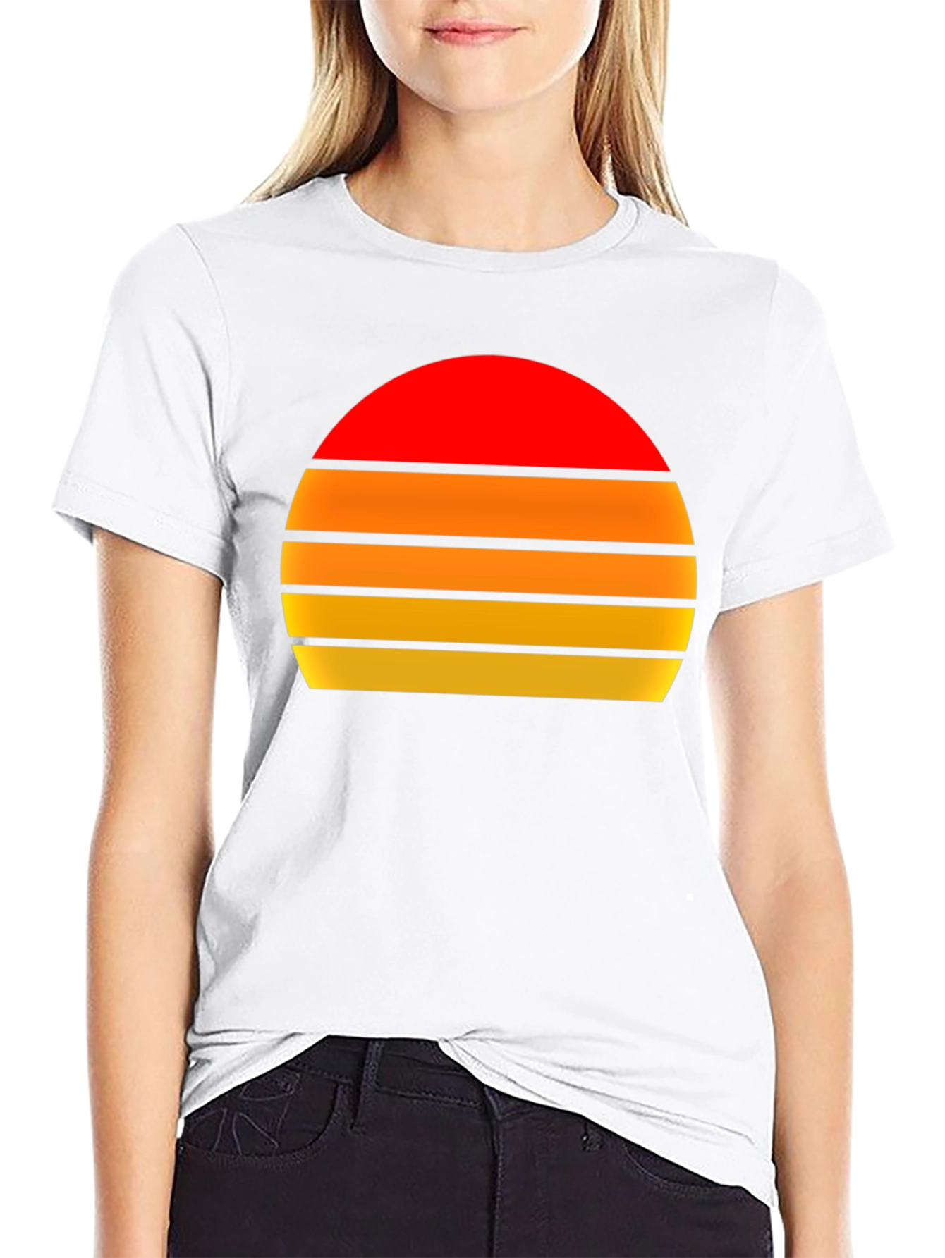 Black Retro Sunset Graphic Tee - Vintage Style T-Shirt view 9