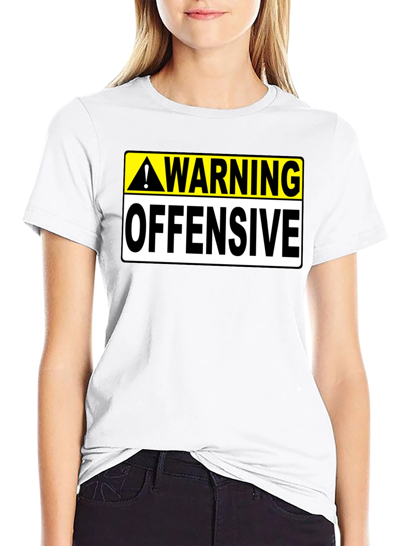 Black Warning Offensive Graphic T-Shirt view 9