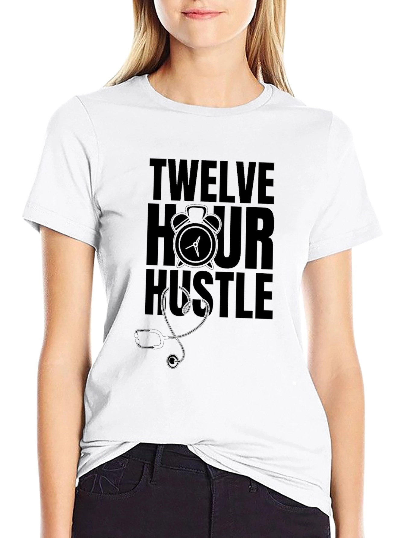 Black Twelve Hour Hustle Graphic Tee view 9