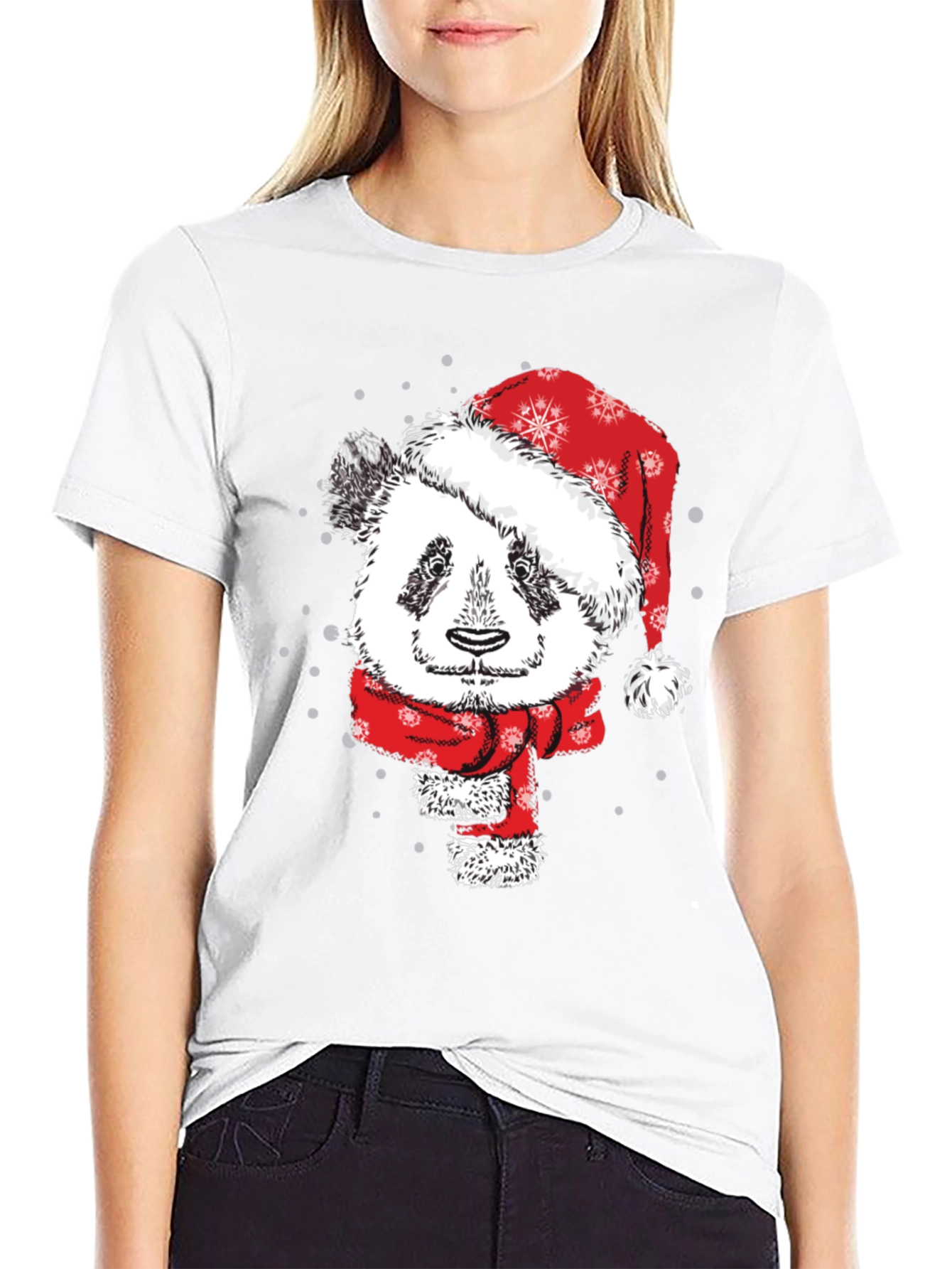 Black Festive Panda Christmas T-Shirt view 9