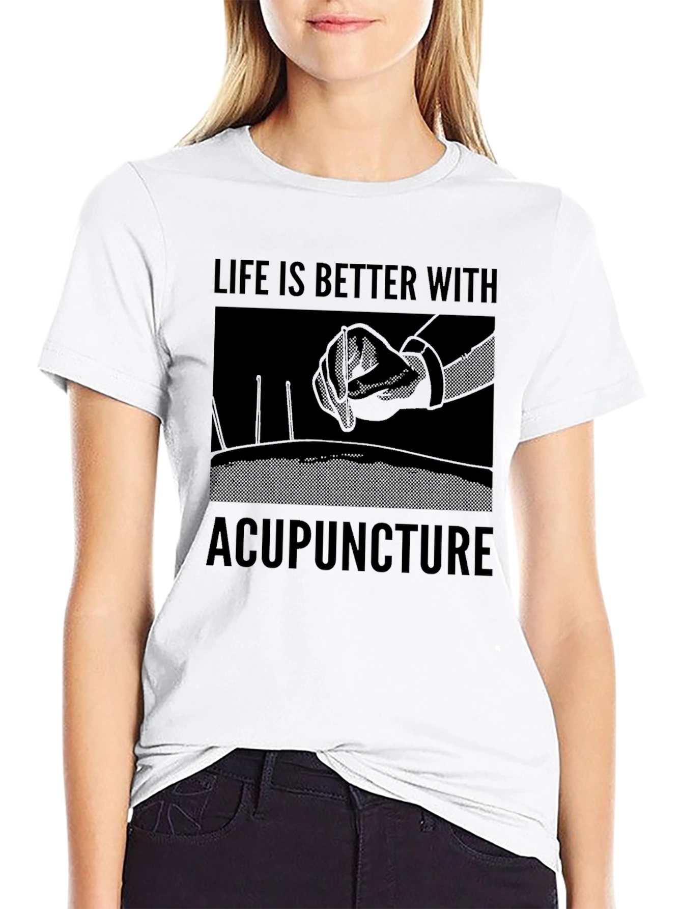 Black Acupuncture Life T-Shirt - Premium Cotton Blend view 9