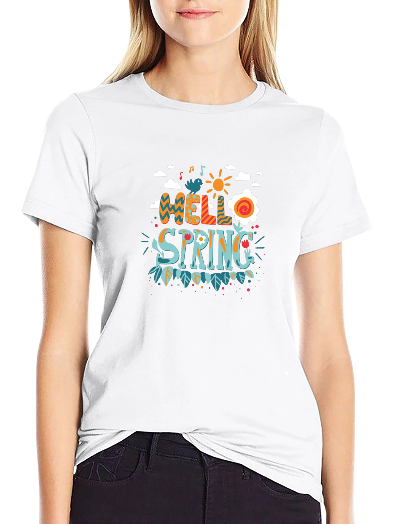 Hello Spring Graphic Tee - Black - 9