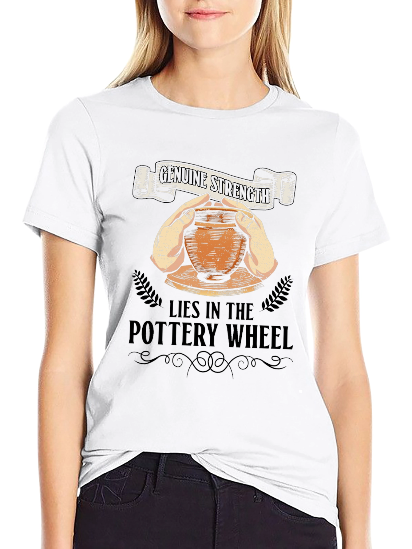 Black Genuine Strength Pottery Wheel T-Shirt view 9