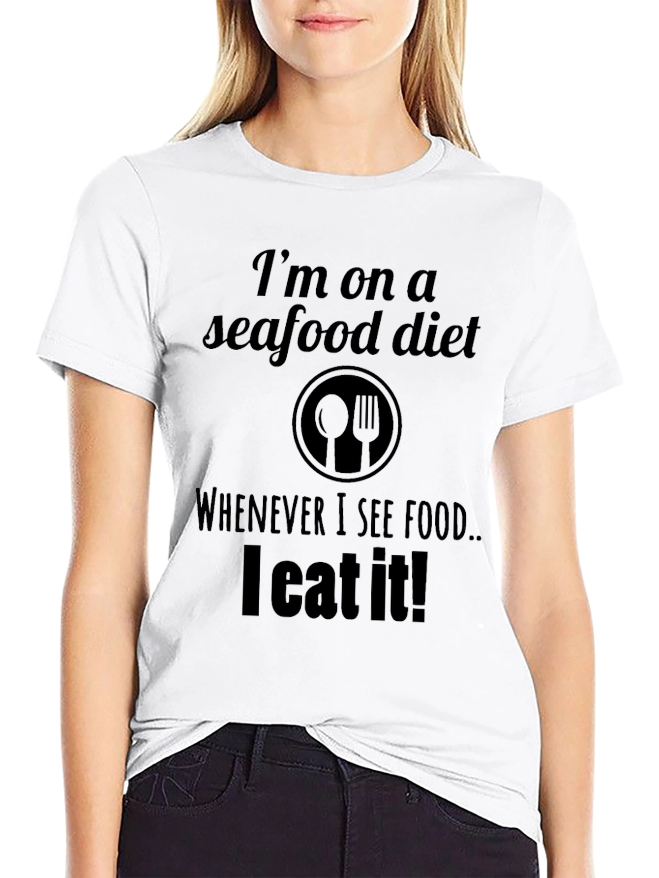 Black Seafood Diet T-Shirt: I Eat What I See! view 9