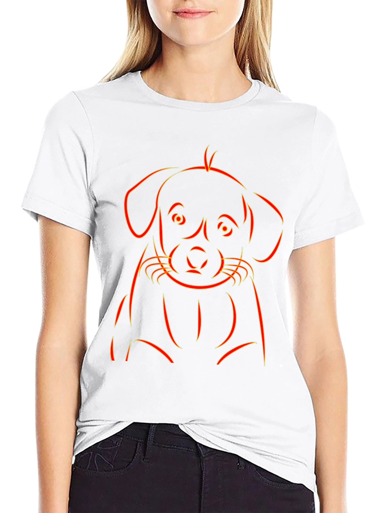 Black Puppy Outline Graphic Tee - Black view 9