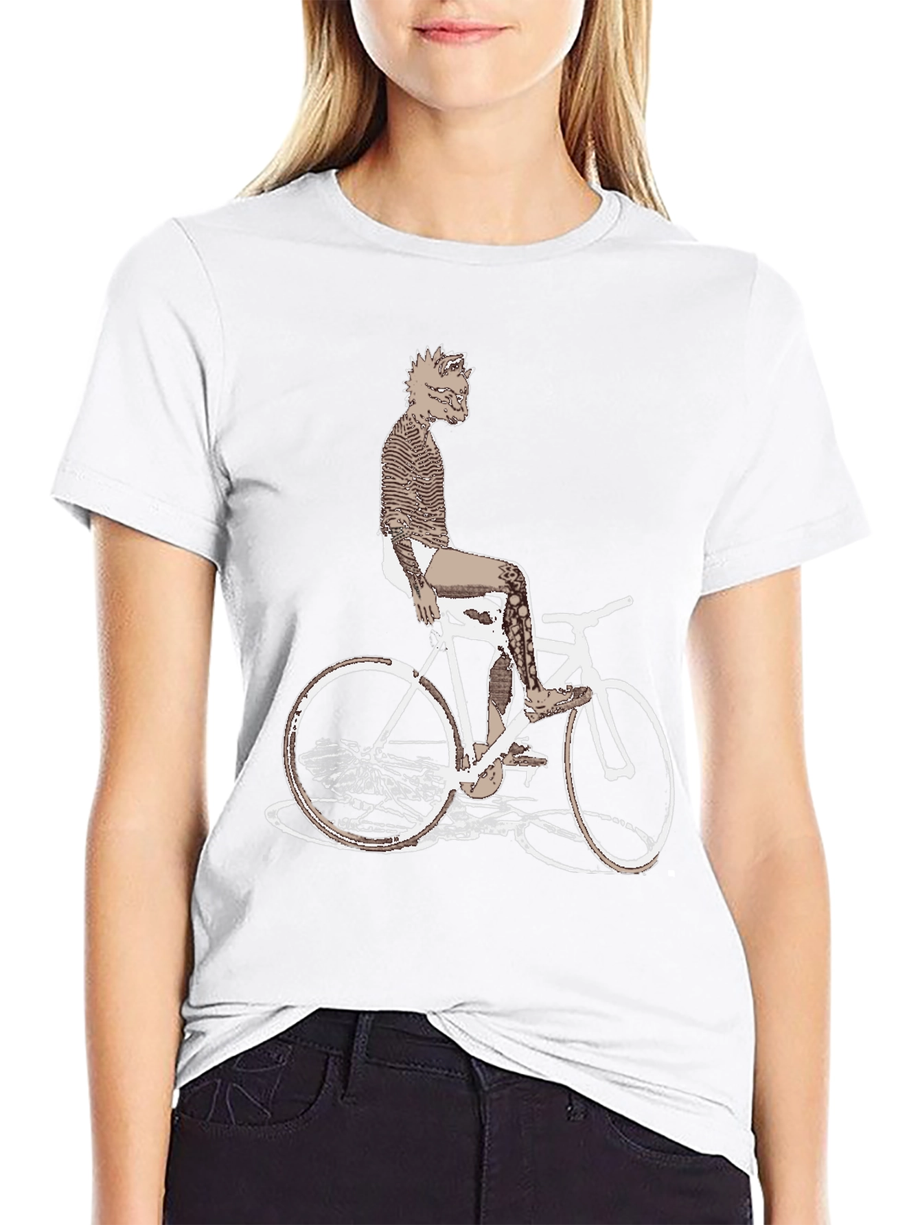 Black Unique Graphic Tee - Wolf on Bike! view 9