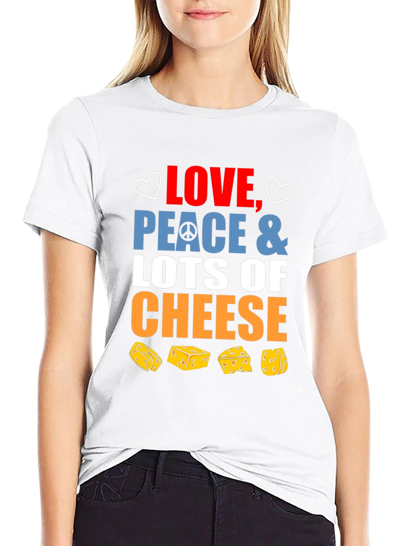 Love Peace and Cheese Graphic T-Shirt - 9