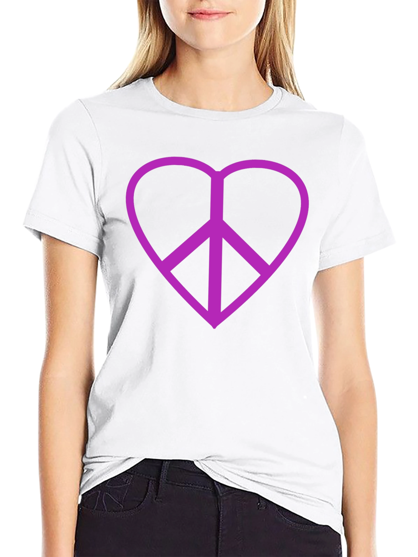 Black Peace Heart T-Shirt - Black Cotton Blend view 9