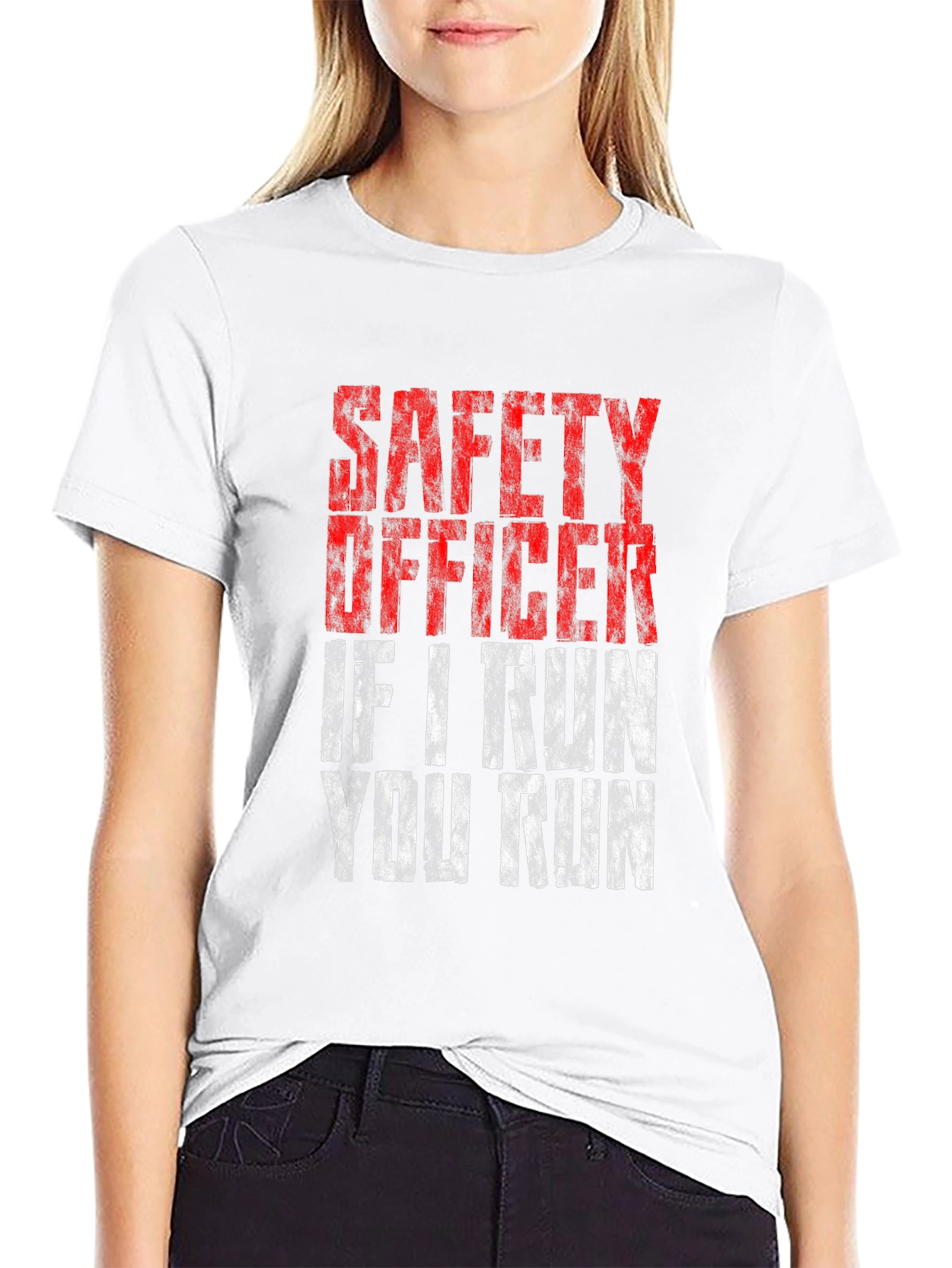 Black Safety Officer - If I Run You Run T-Shirt view 9