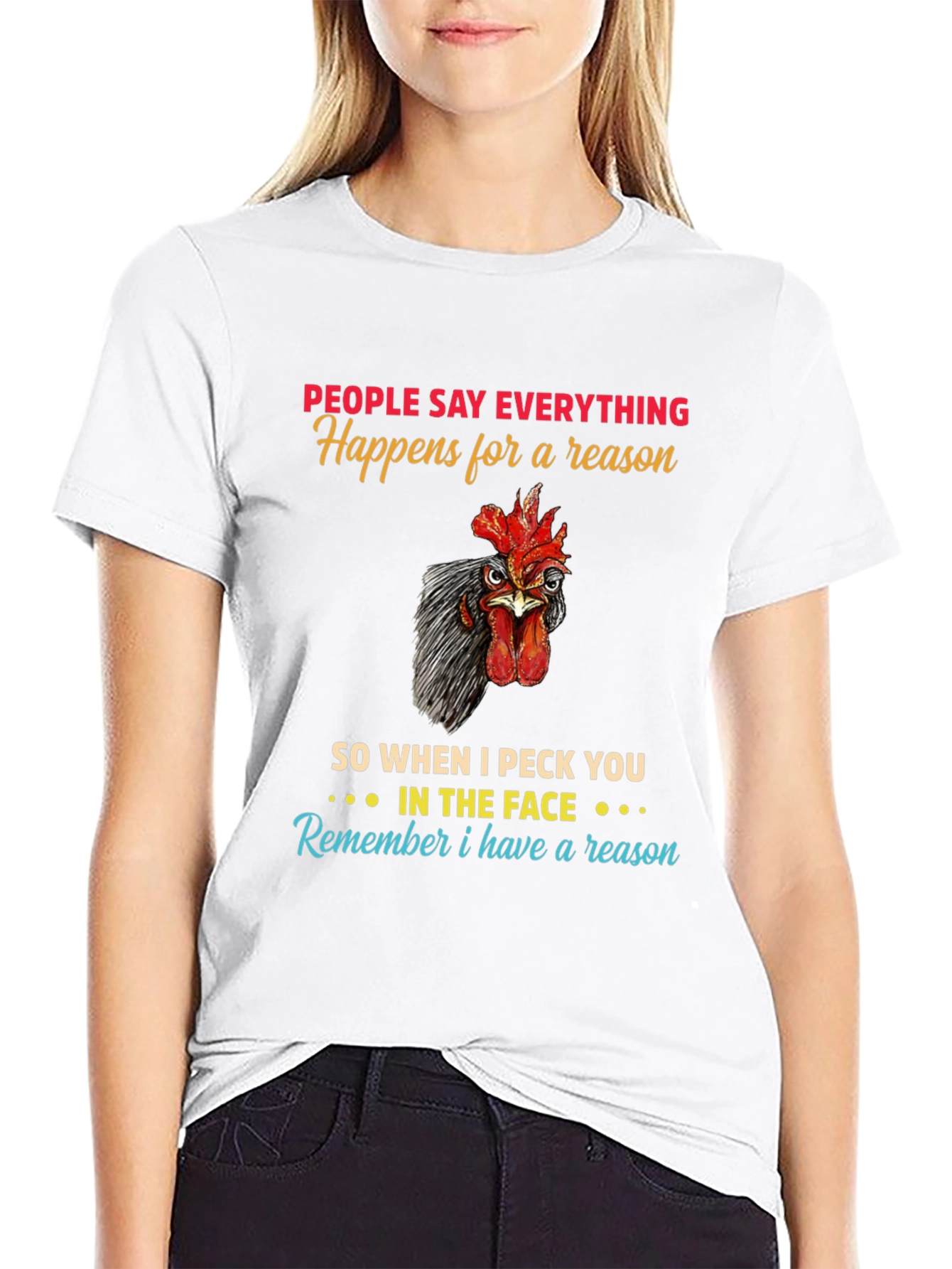 Black Funny Chicken Peck You in The Face T-Shirt view 9