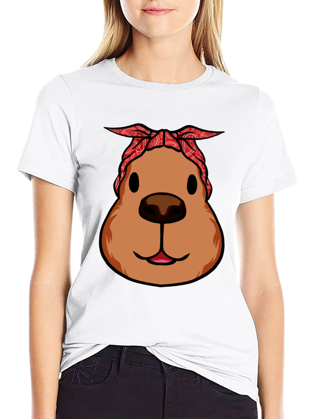 Black Capybara Bandana T-Shirt - Cool & Casual view 9