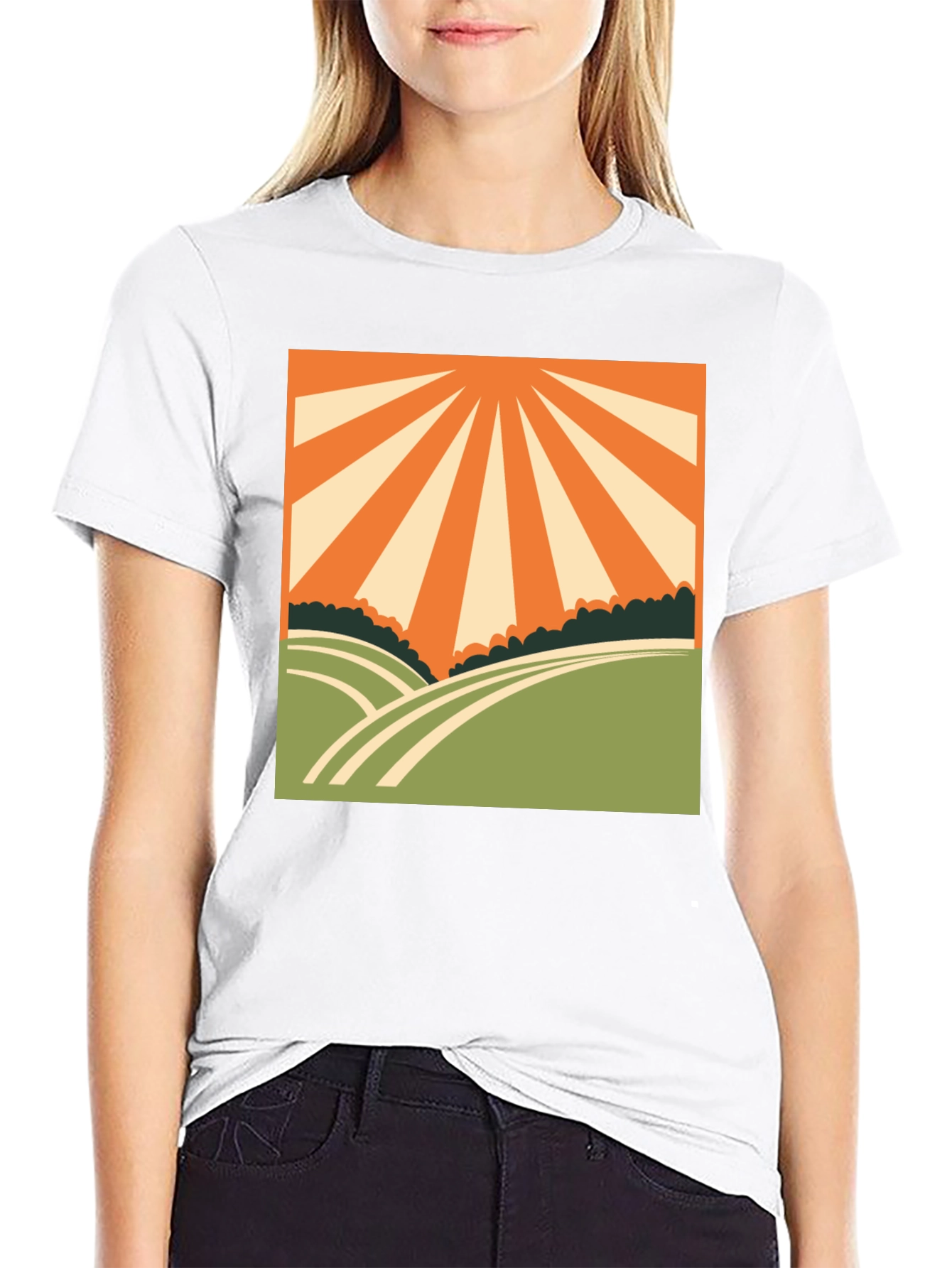 Black Retro Sunrise Graphic Tee - Vintage Inspired Design view 9