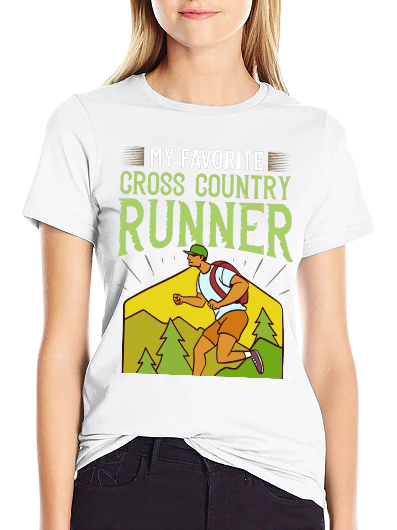 Black My Favorite Cross Country Runner Graphic T-Shirt view 9