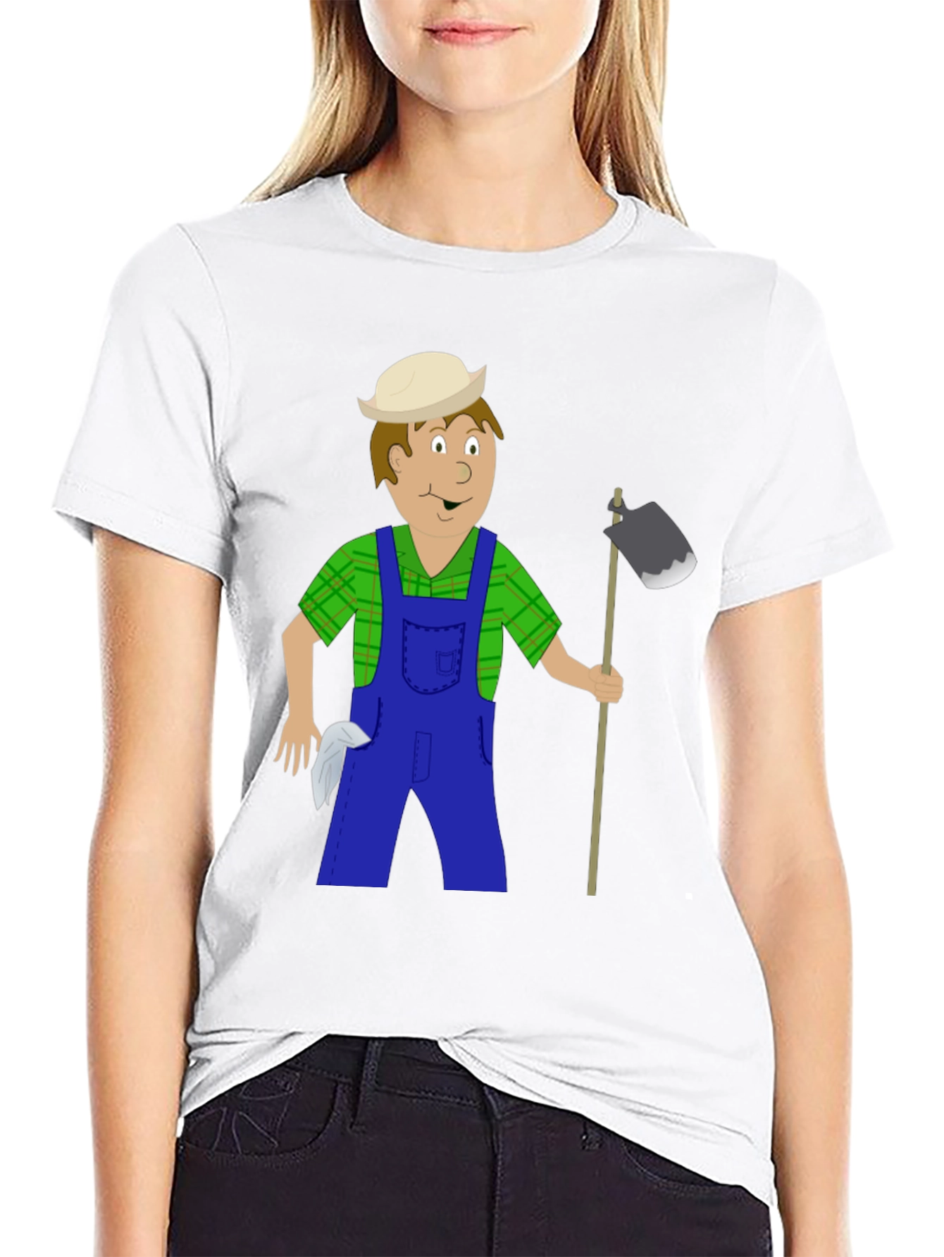 Black Cartoon Farmer Graphic Tee - Black view 9