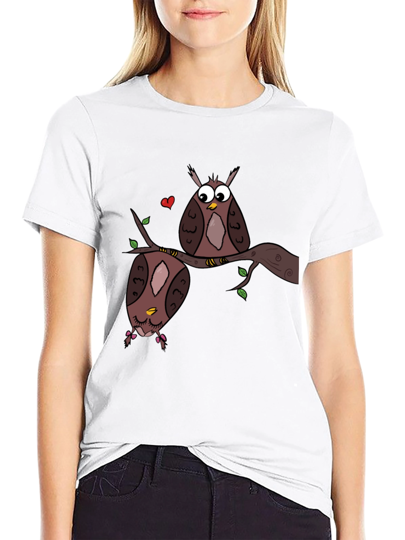 Black Owl Love Graphic Tee - Black Unisex T-Shirt view 9