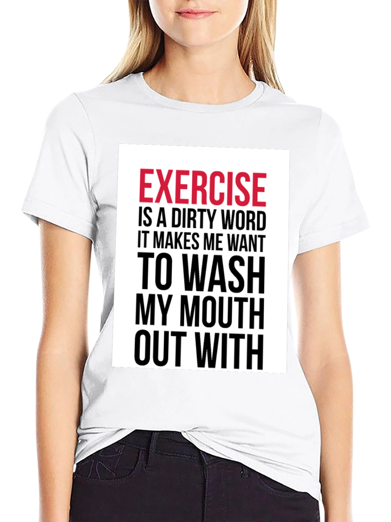 Black Funny Exercise T-Shirt - Dirty Word Graphic Tee view 9