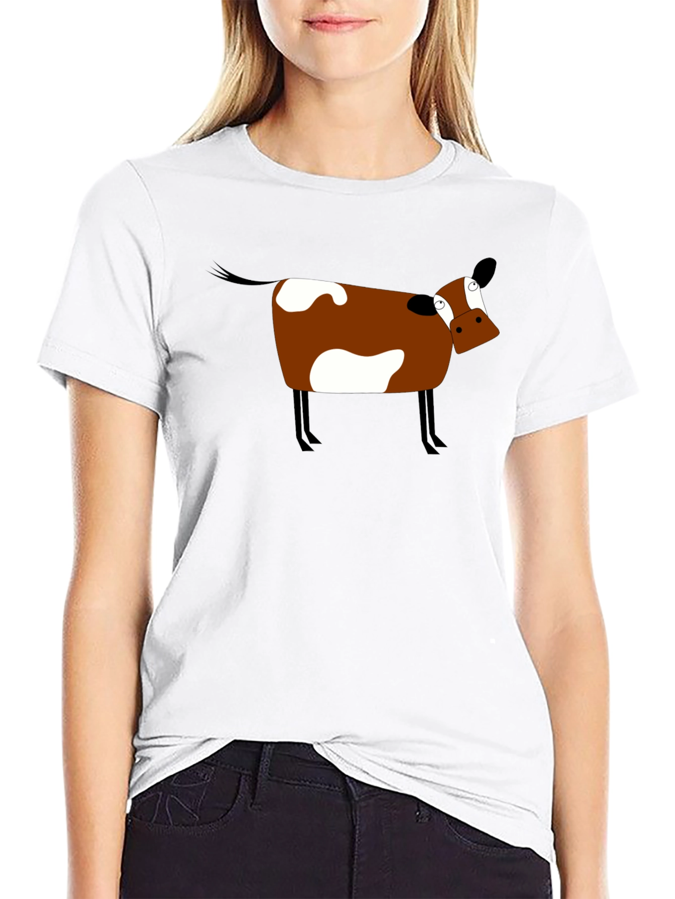 Black Funny Cow Graphic Tee - Black Cotton T-Shirt view 9