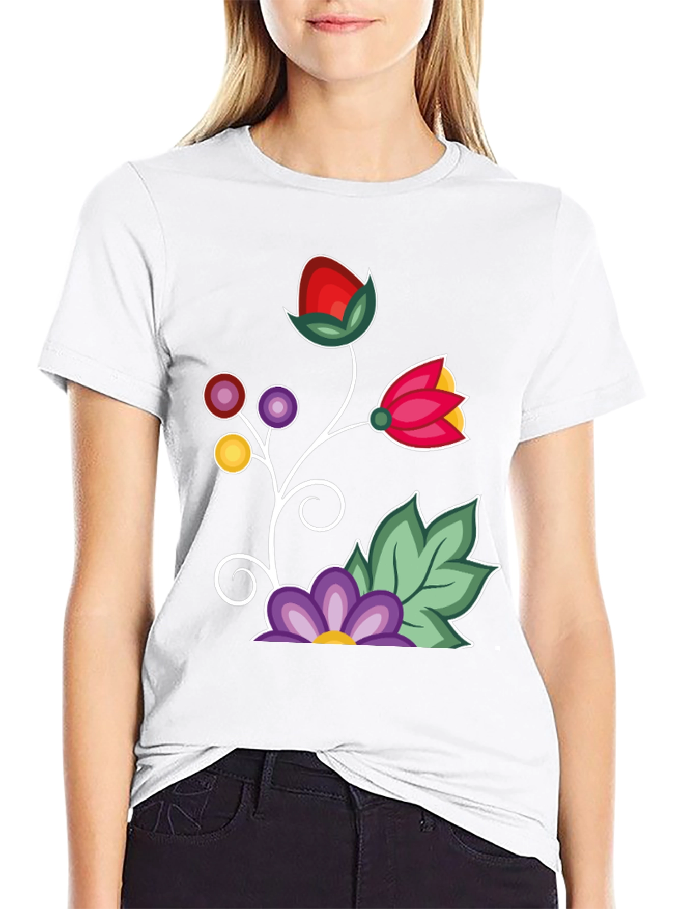 Black Floral Graphic T-Shirt - Black Casual Tee view 9