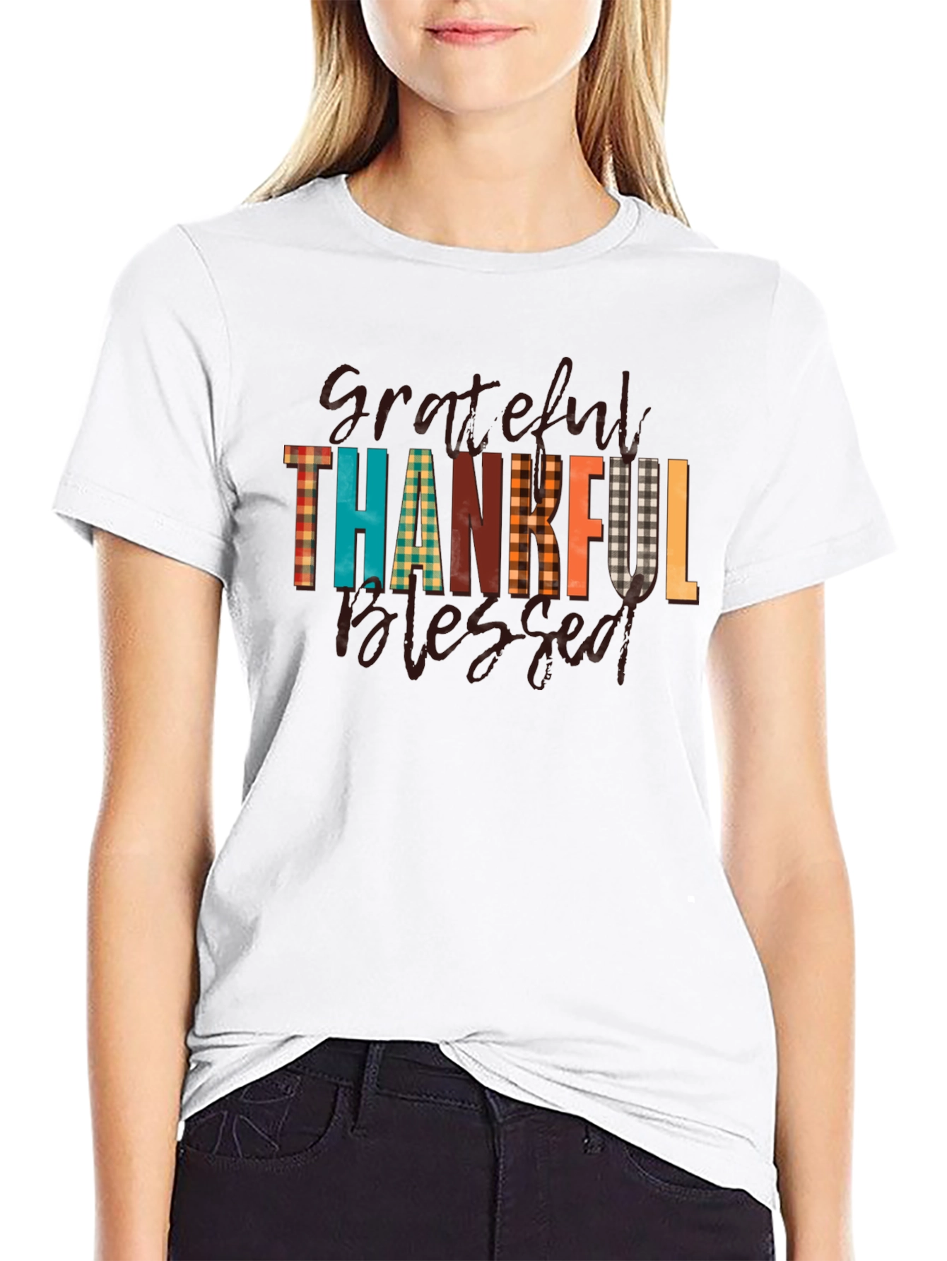 Black Grateful Thankful Blessed Black T-Shirt view 9
