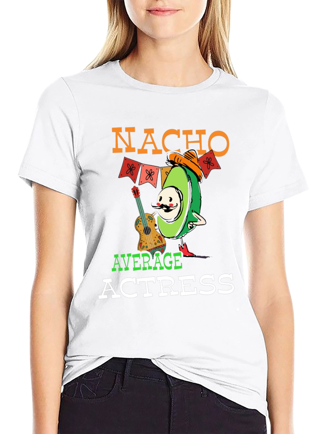 Black Nacho Average Actress Graphic T-Shirt view 9