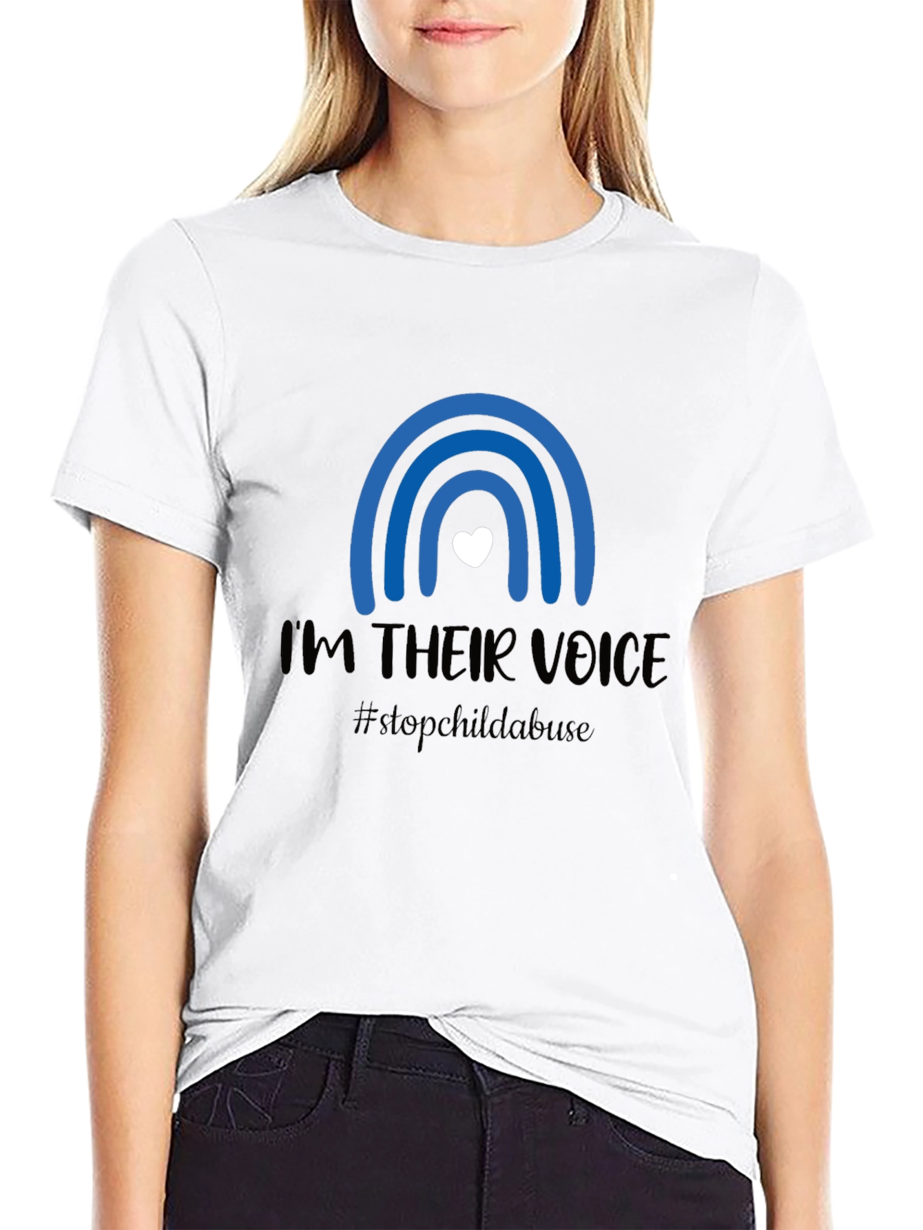Black I'm Their Voice Stop Child Abuse T-Shirt view 9