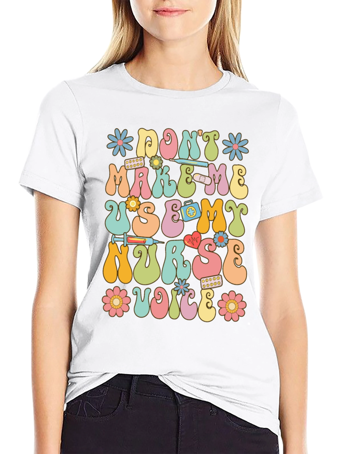 Black Don't Make Me Use My Nurse Voice Graphic T-Shirt view 9